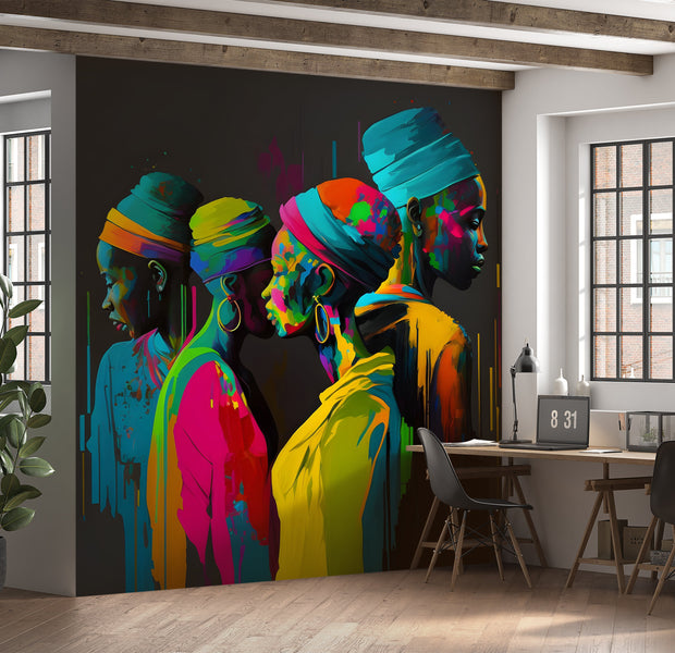 Premium Wallpaper Wall Mural - Colorful African Women-Tiptophomedecor
