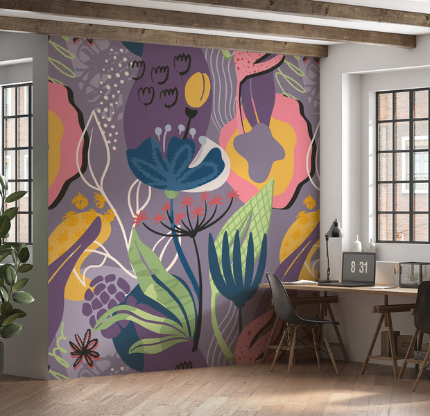 Peel & Stick Wall Mural - Vivid Garden Dance 60"Wx60"H