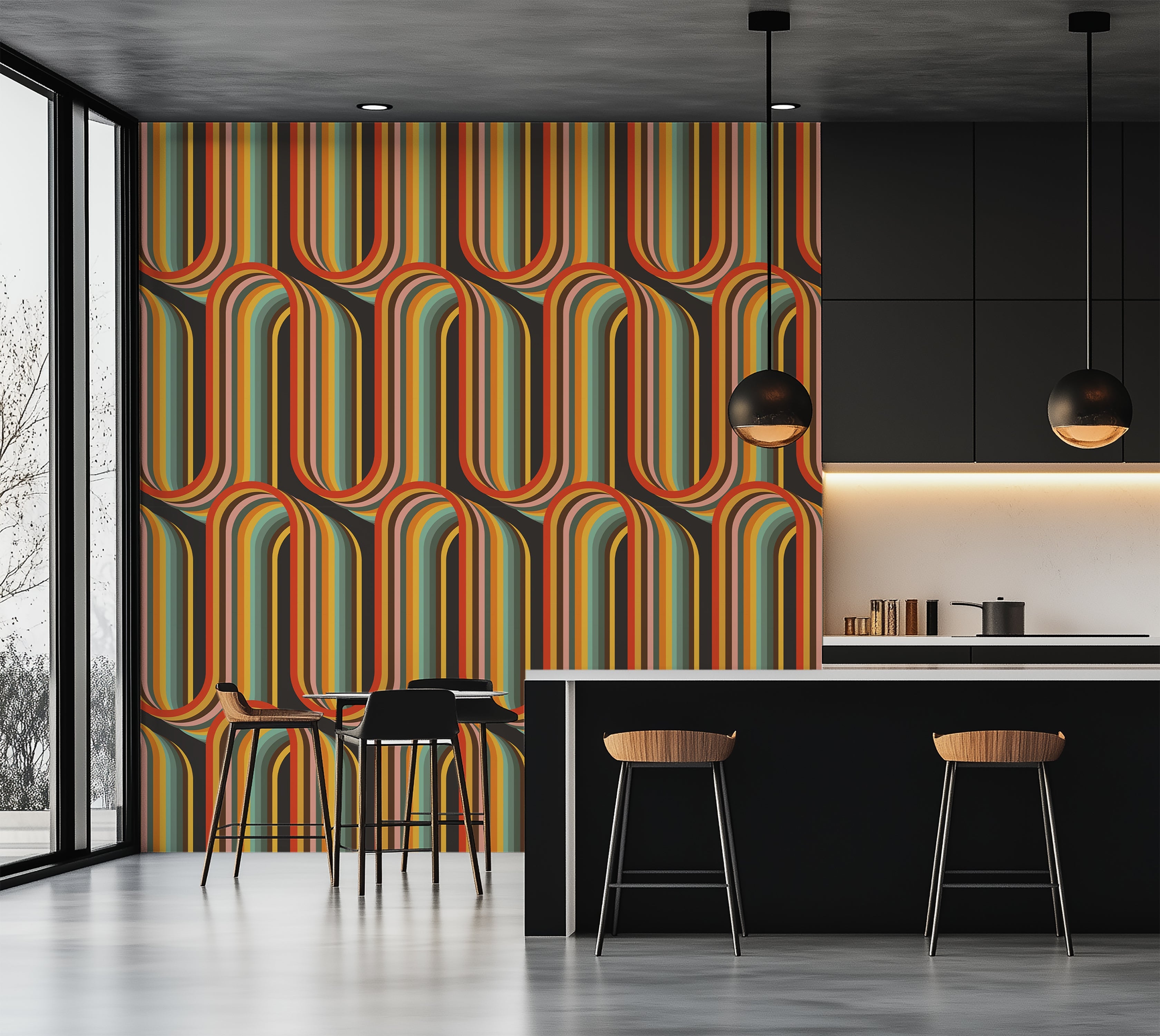 Premium Wallpaper Wall Mural - Retro Lines