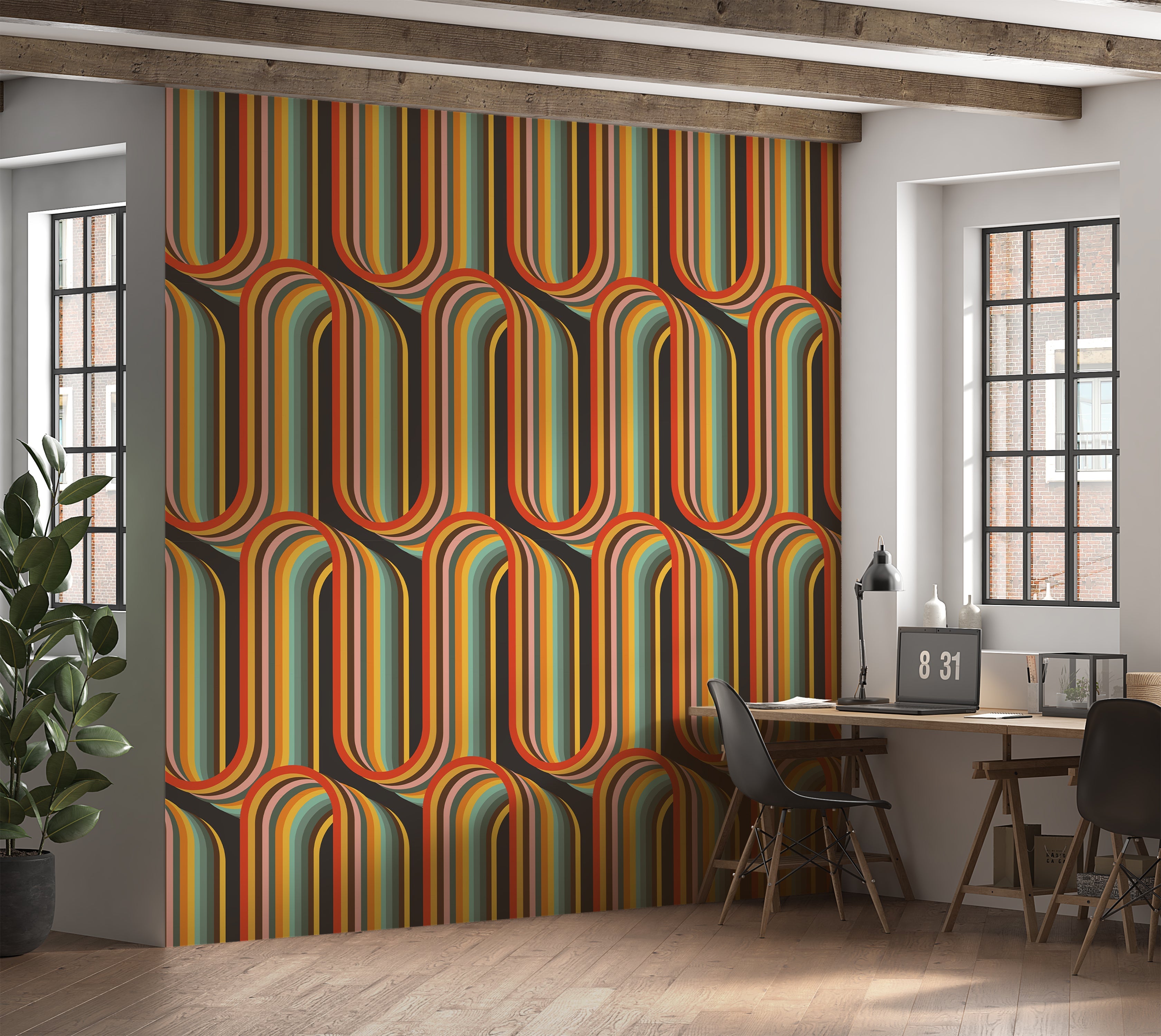 Premium Wallpaper Wall Mural - Retro Lines