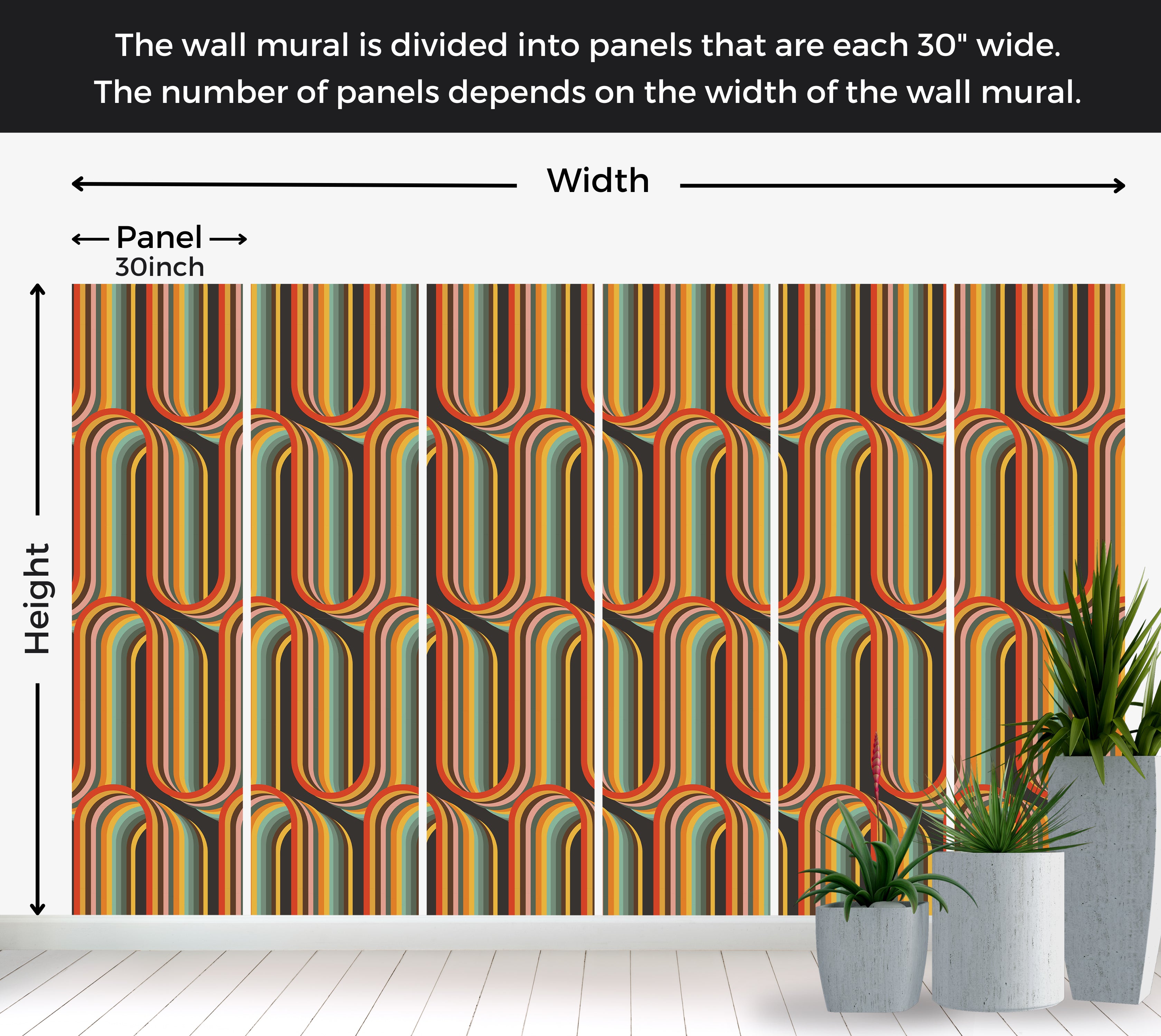 Peel & Stick Wall Mural - Retro Lines 60"Wx60"H