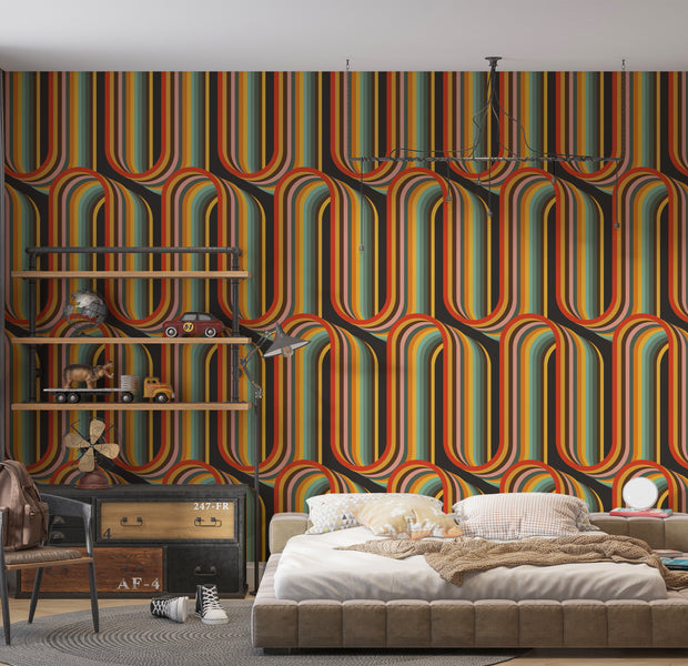 Peel & Stick Wall Mural - Retro Lines 60"Wx60"H