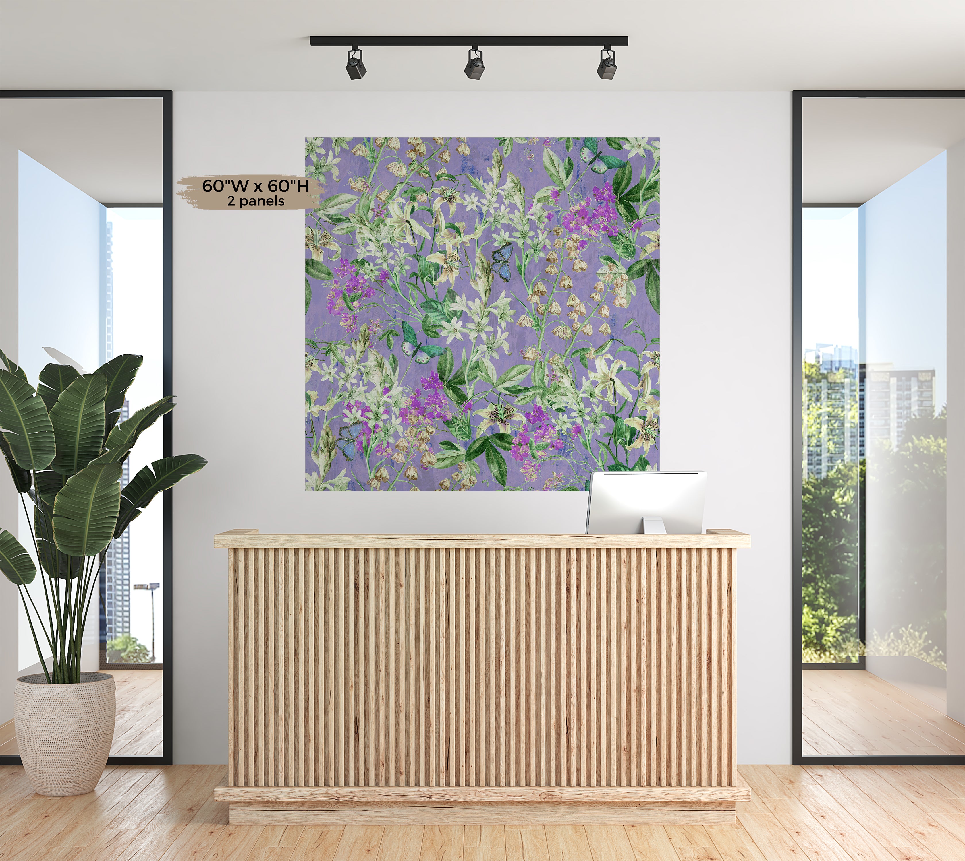 Peel & Stick Wall Mural - Spring Garden Lilac 60"Wx60"H