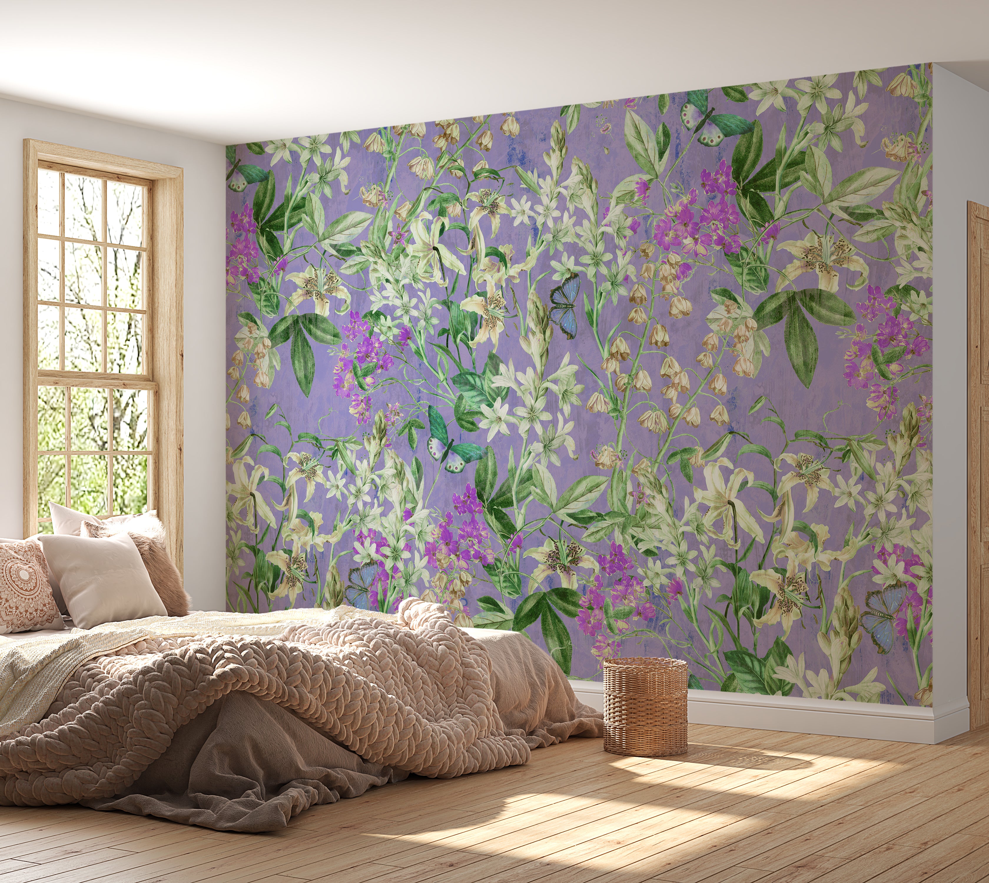 Peel & Stick Wall Mural - Spring Garden Lilac 60"Wx60"H