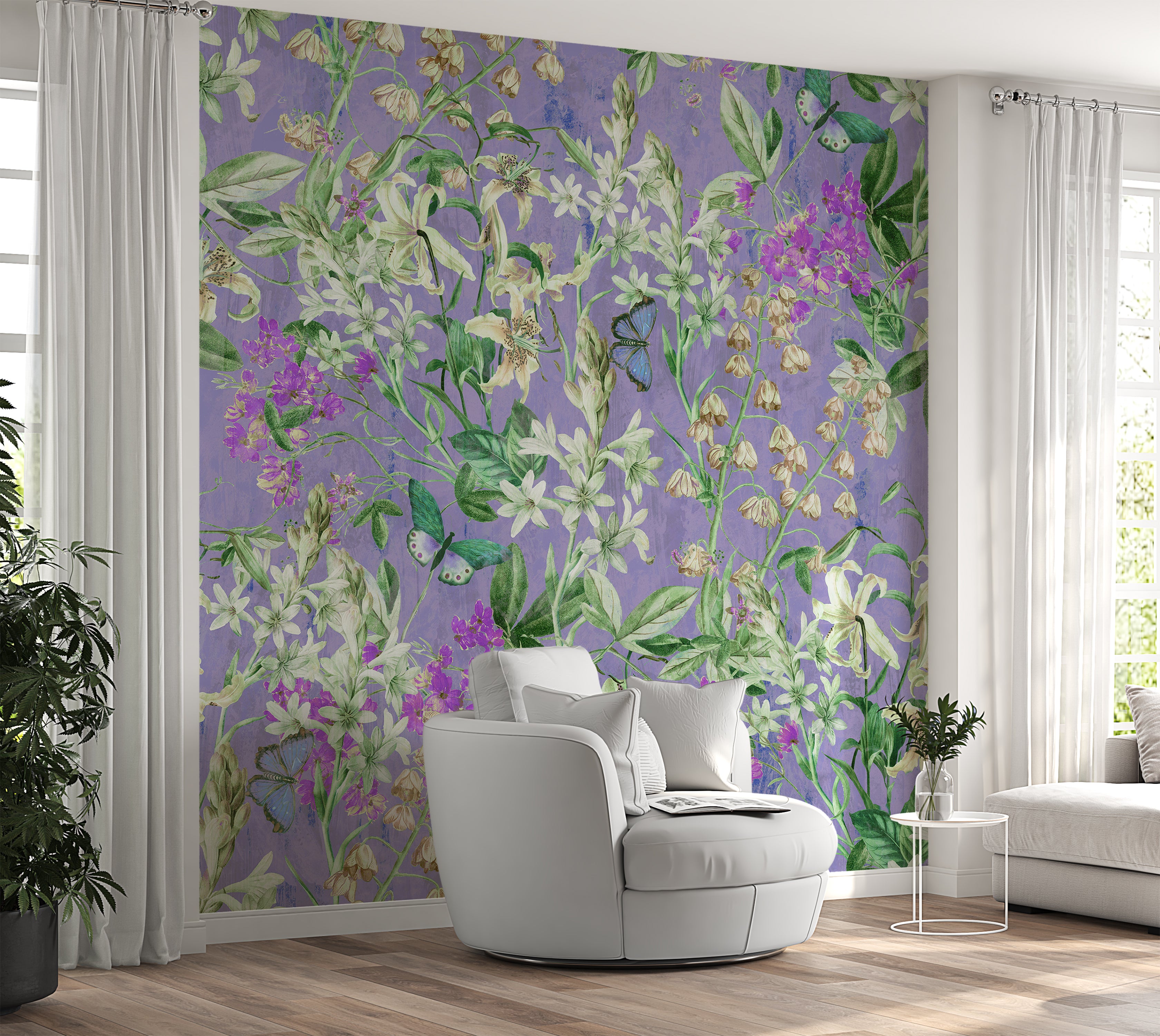 Peel & Stick Wall Mural - Spring Garden Lilac 60"Wx60"H