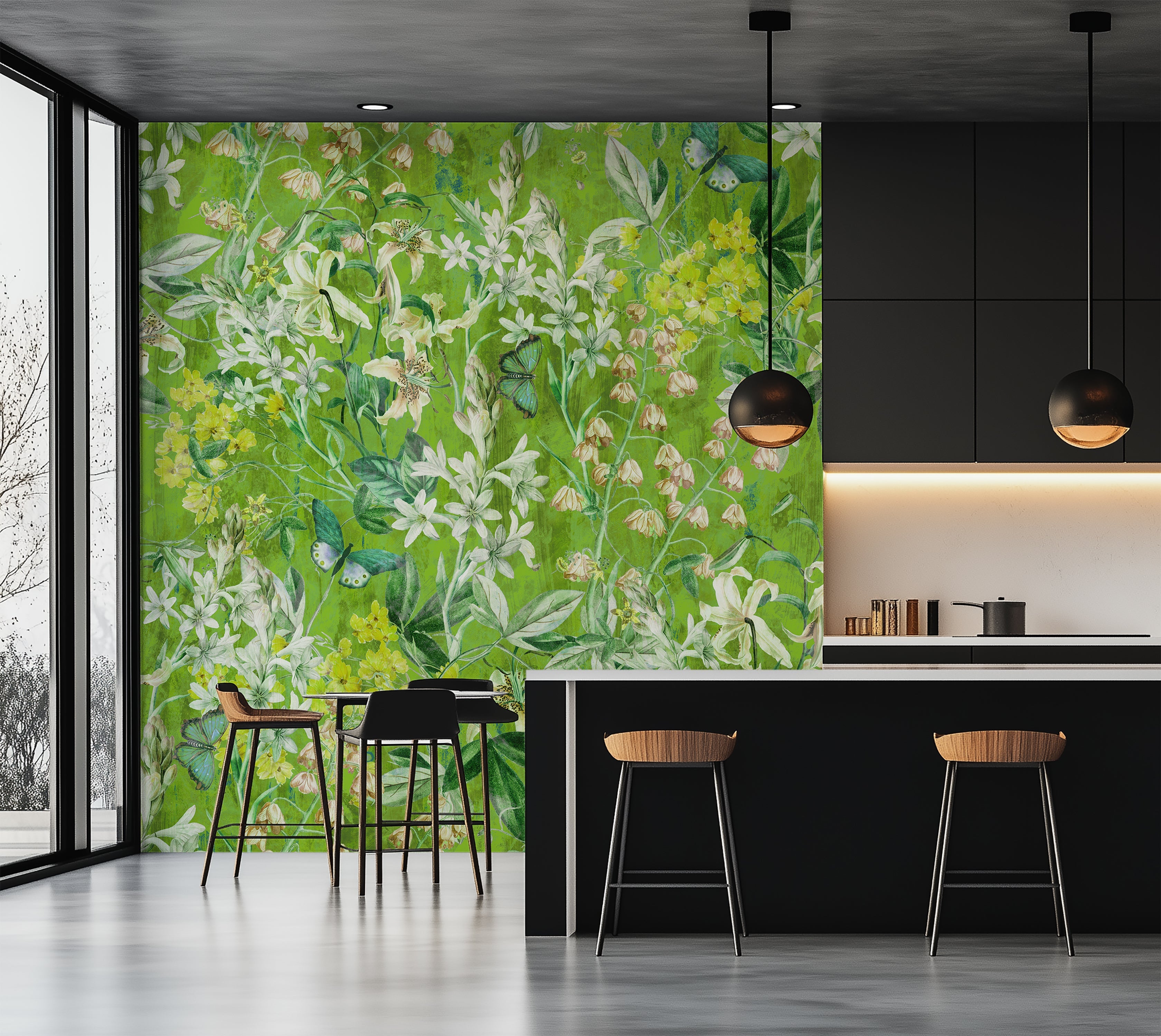 Premium Wallpaper Wall Mural - Spring Garden Lime Green