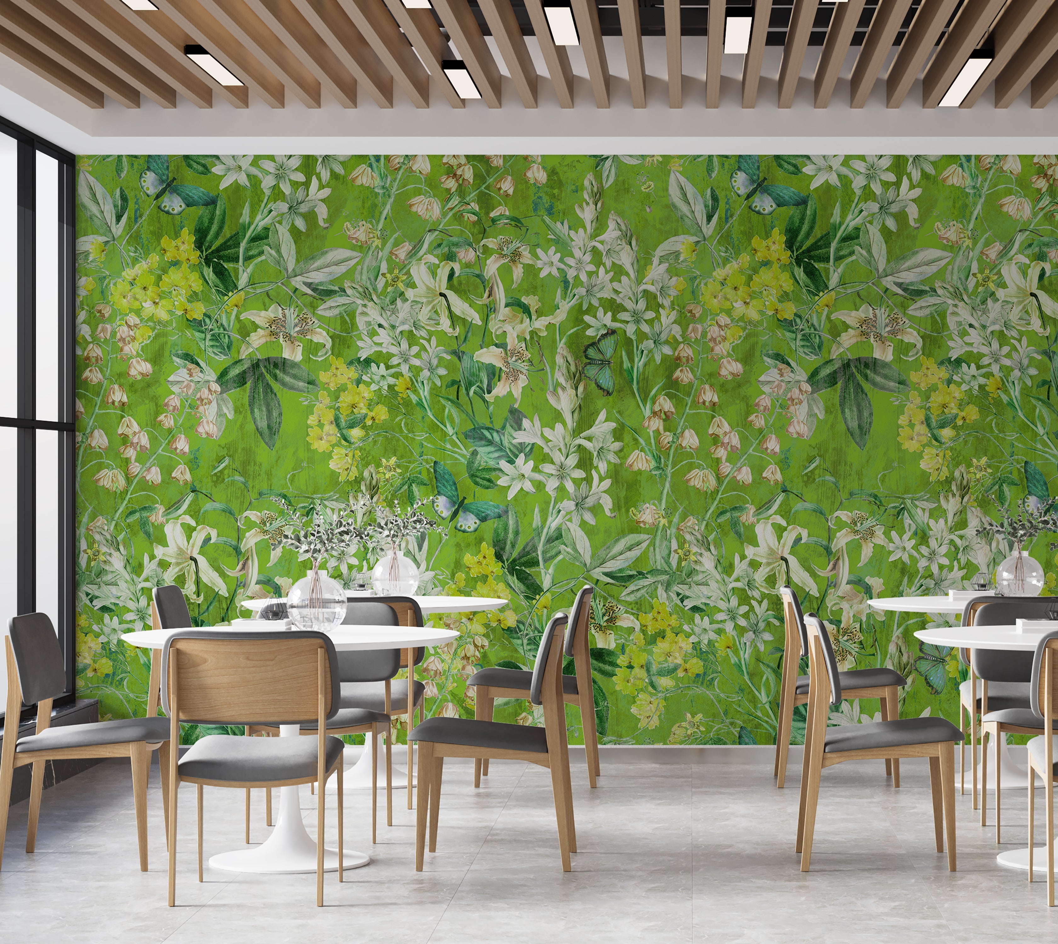 Premium Wallpaper Wall Mural - Spring Garden Lime Green