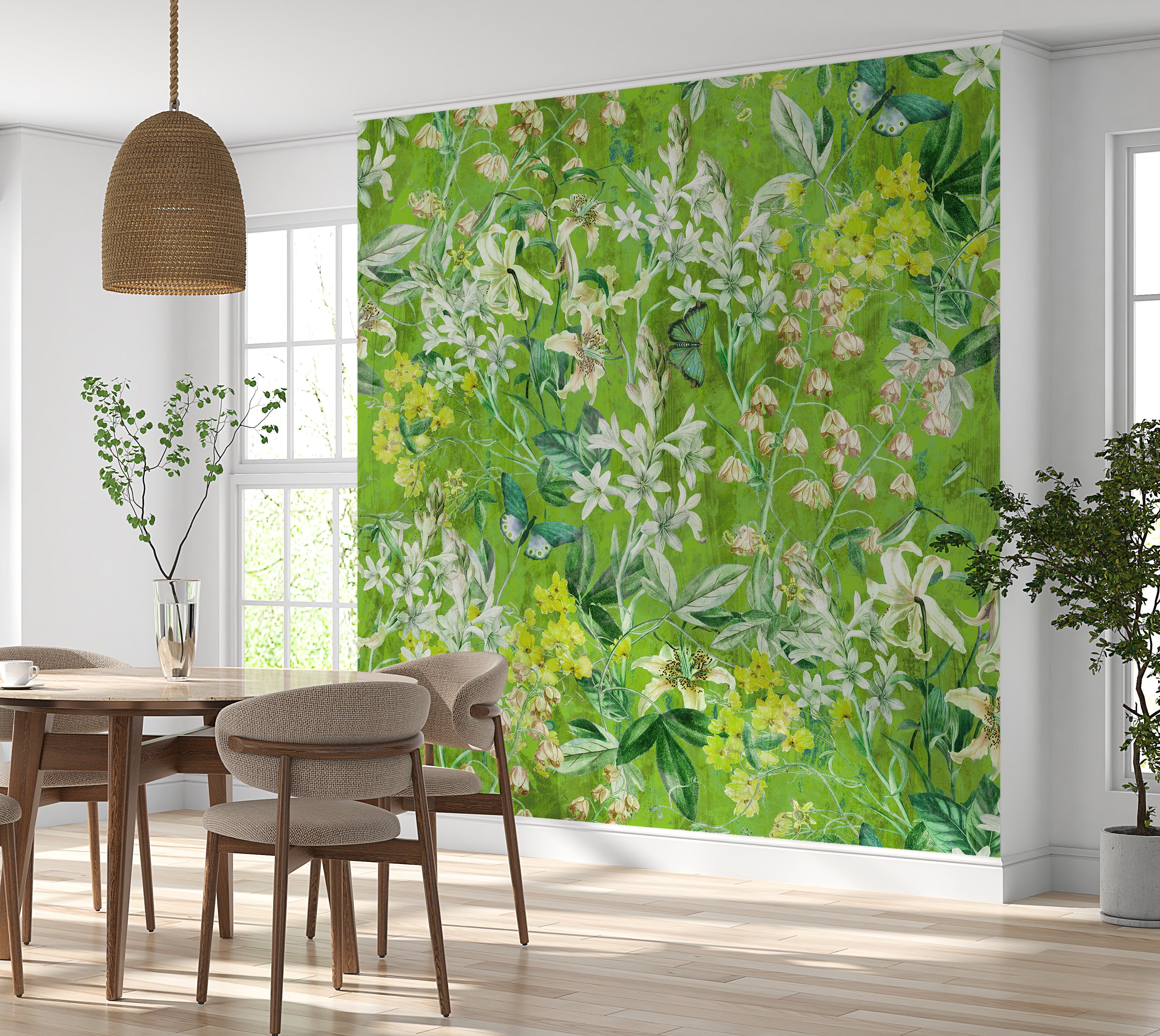 Peel & Stick Wall Mural - Spring Garden Lime Green 60"Wx60"H