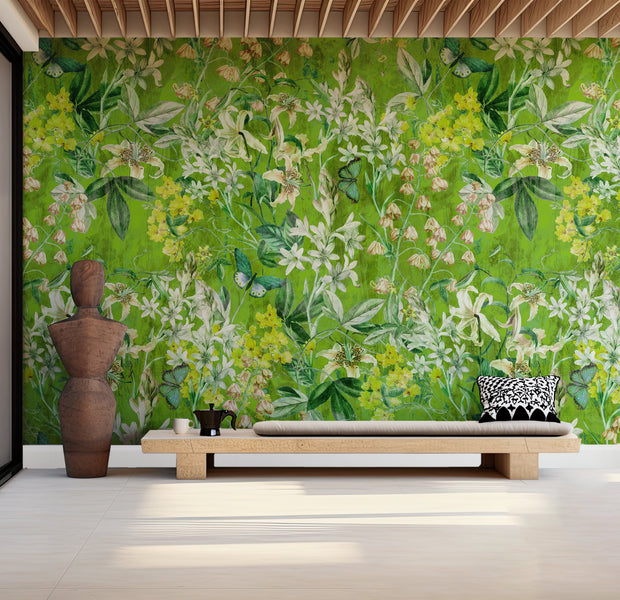 Premium Wallpaper Wall Mural - Spring Garden Lime Green-Tiptophomedecor