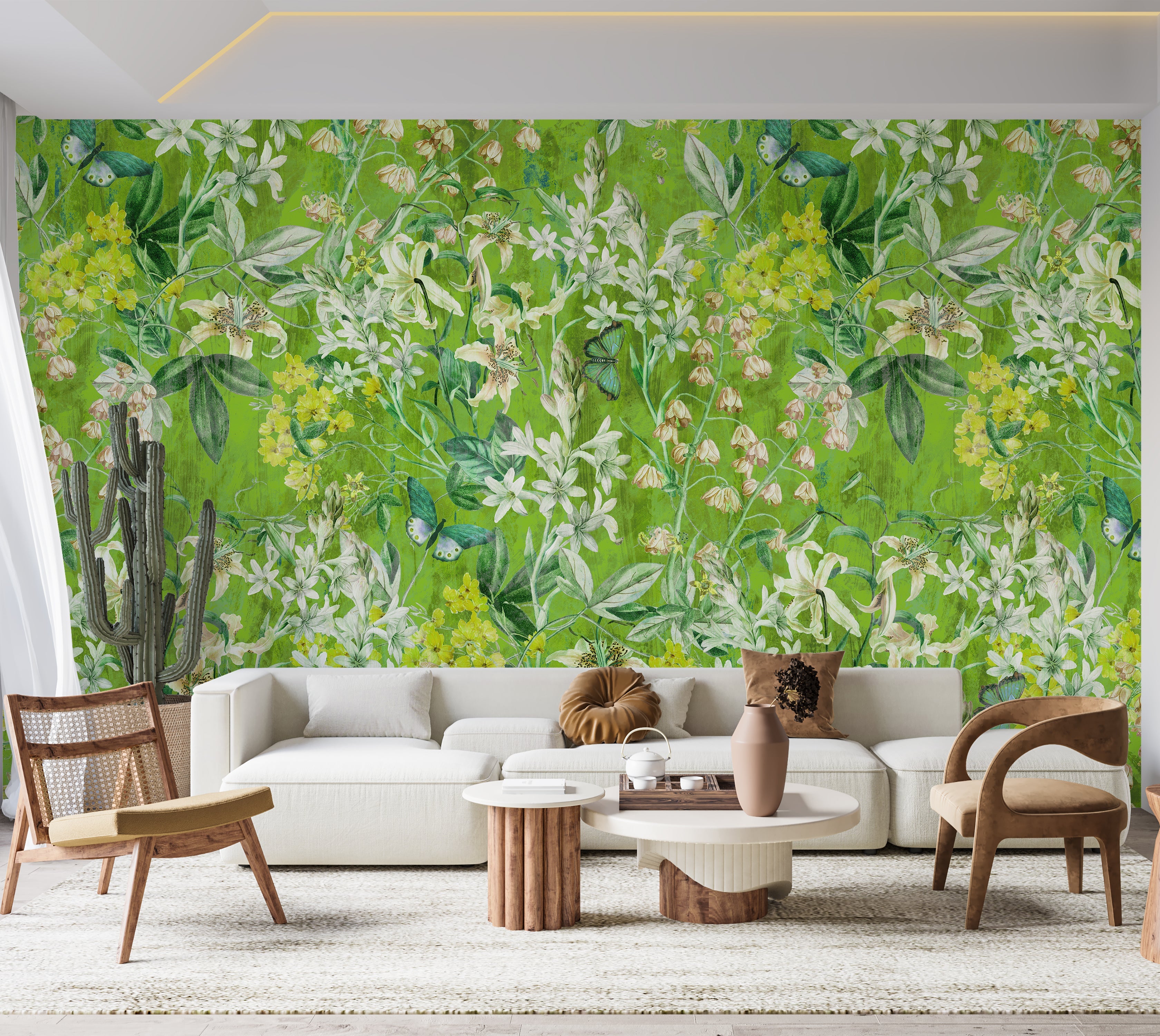 Premium Wallpaper Wall Mural - Spring Garden Lime Green