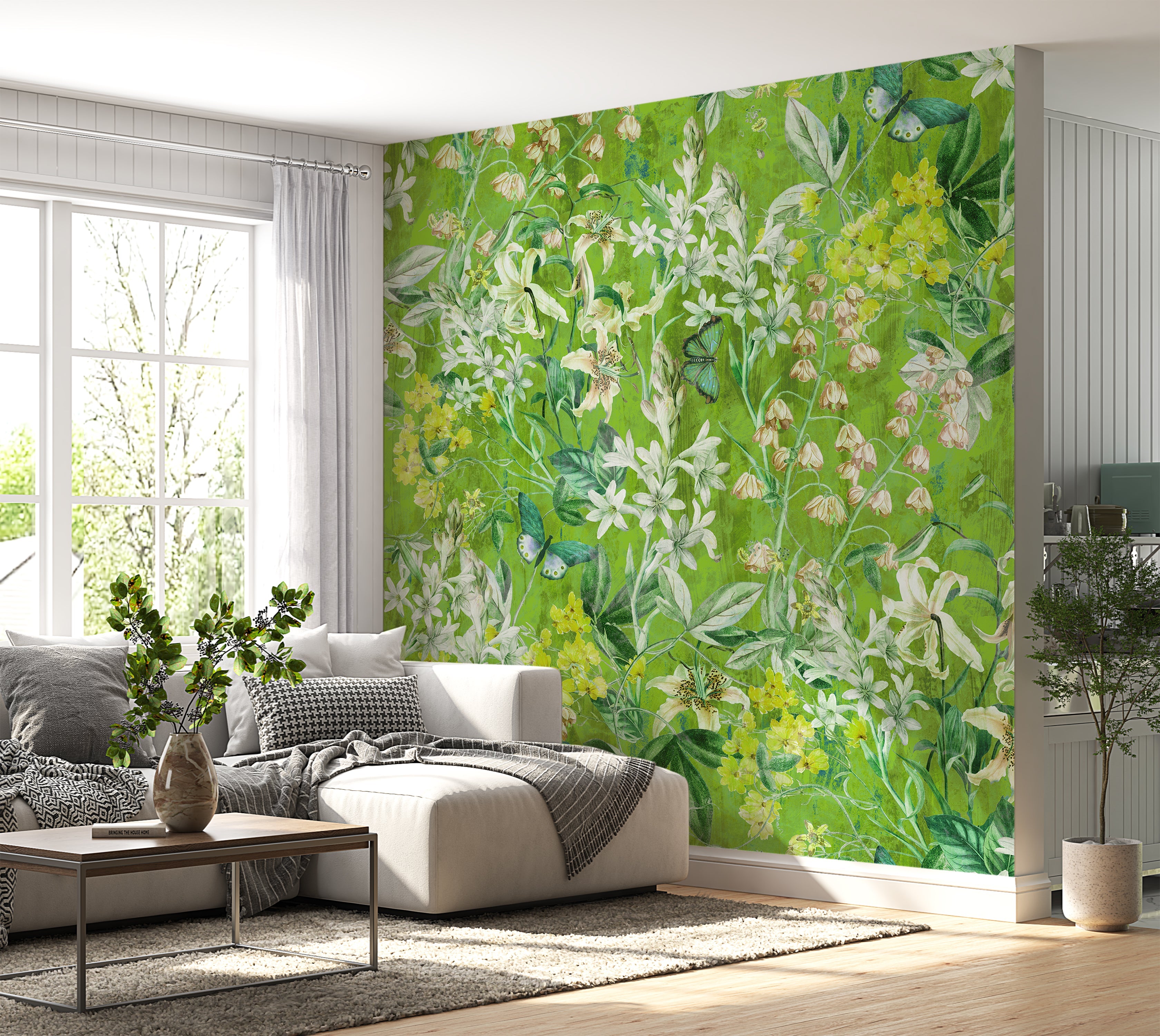 Premium Wallpaper Wall Mural - Spring Garden Lime Green