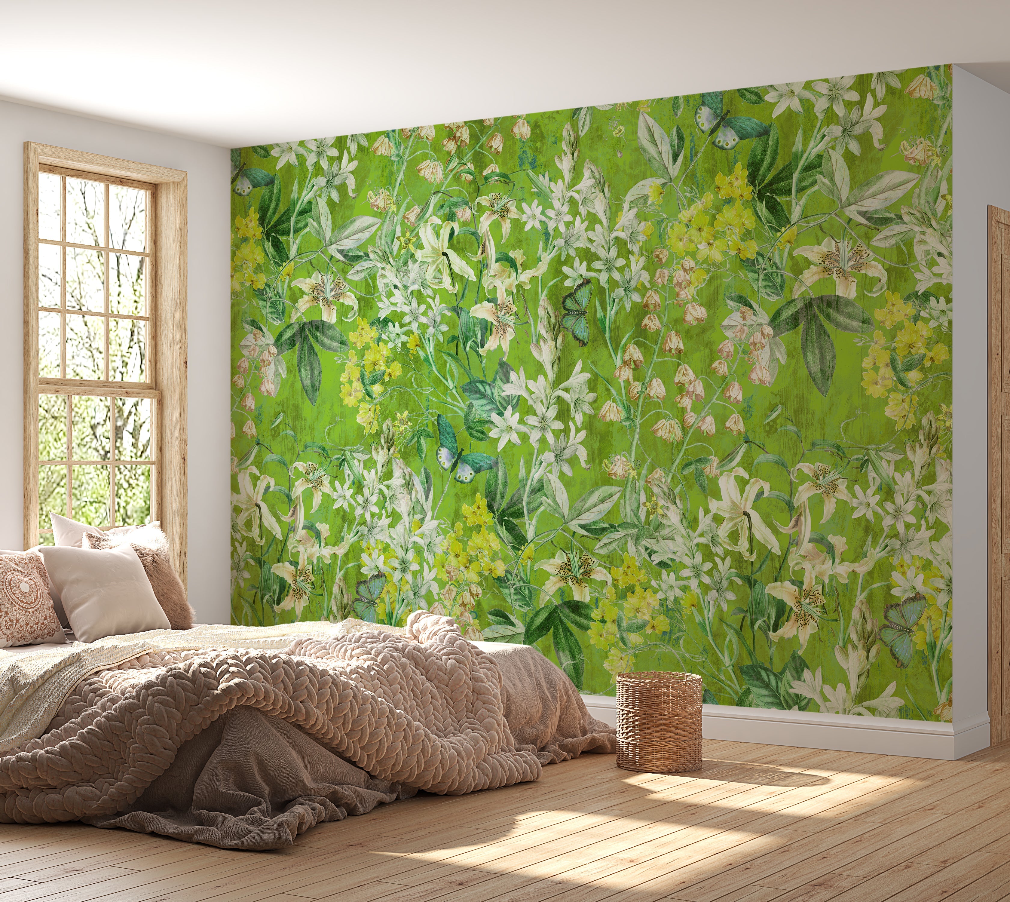 Premium Wallpaper Wall Mural - Spring Garden Lime Green