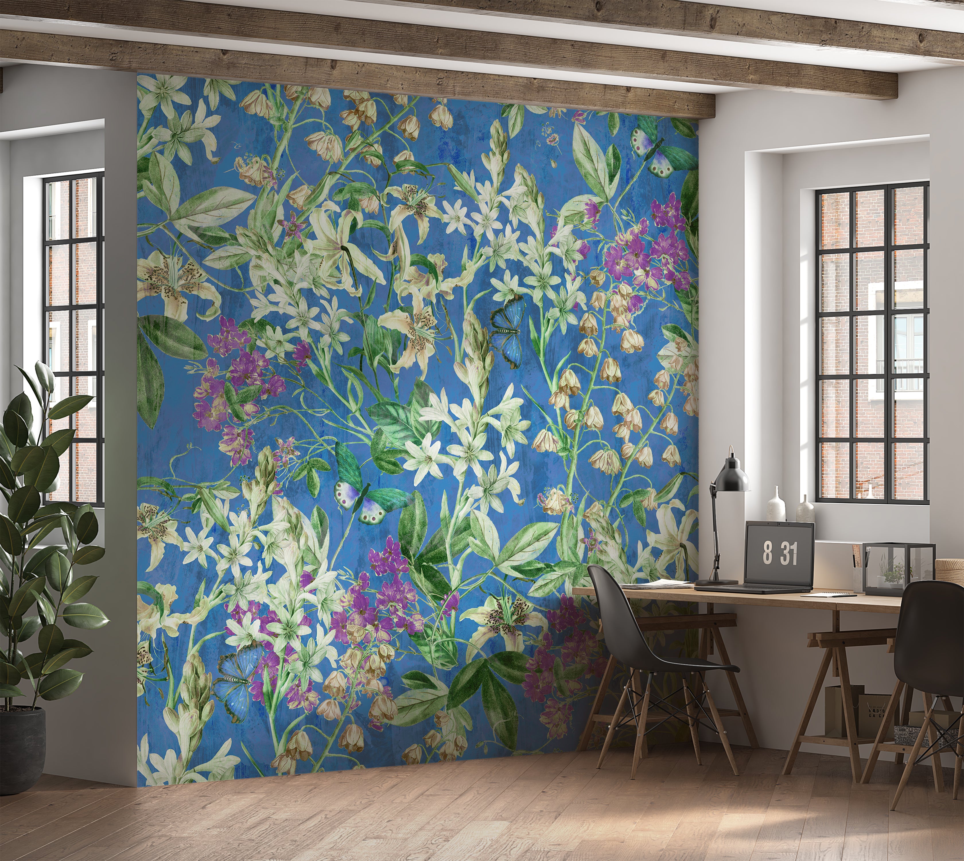 Peel & Stick Wall Mural - Spring Garden Blue 60"Wx60"H