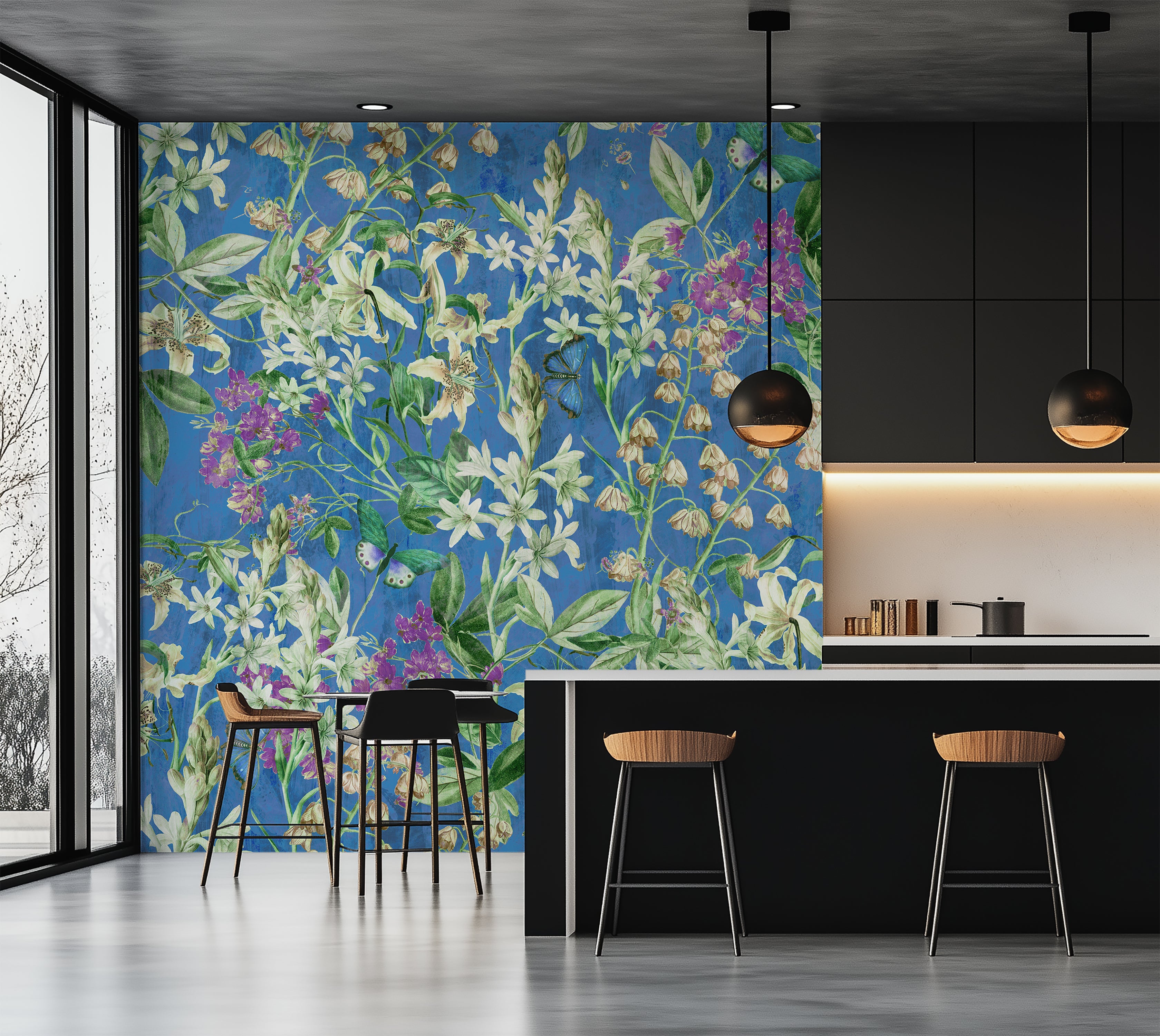 Peel & Stick Wall Mural - Spring Garden Blue 60"Wx60"H