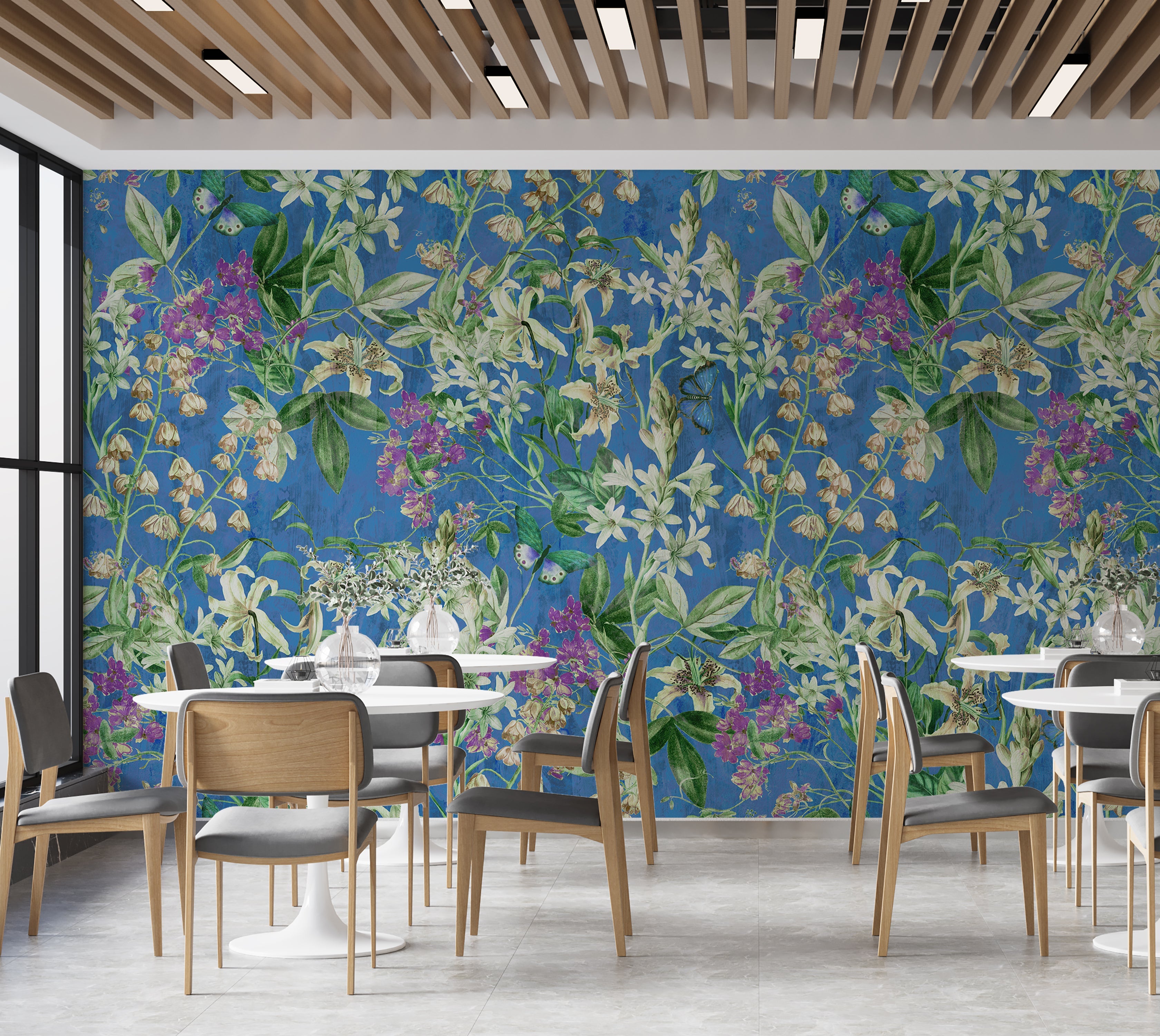 Premium Wallpaper Wall Mural - Spring Garden Blue