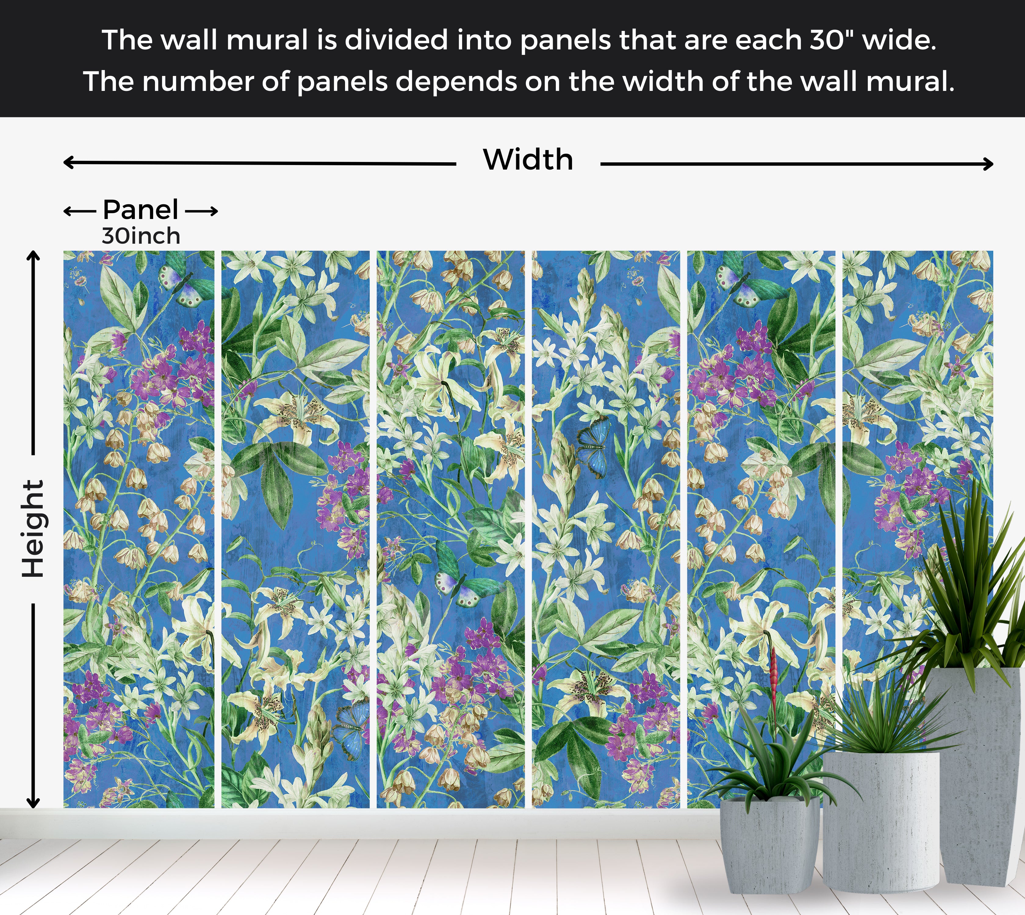 Peel & Stick Wall Mural - Spring Garden Blue 60"Wx60"H