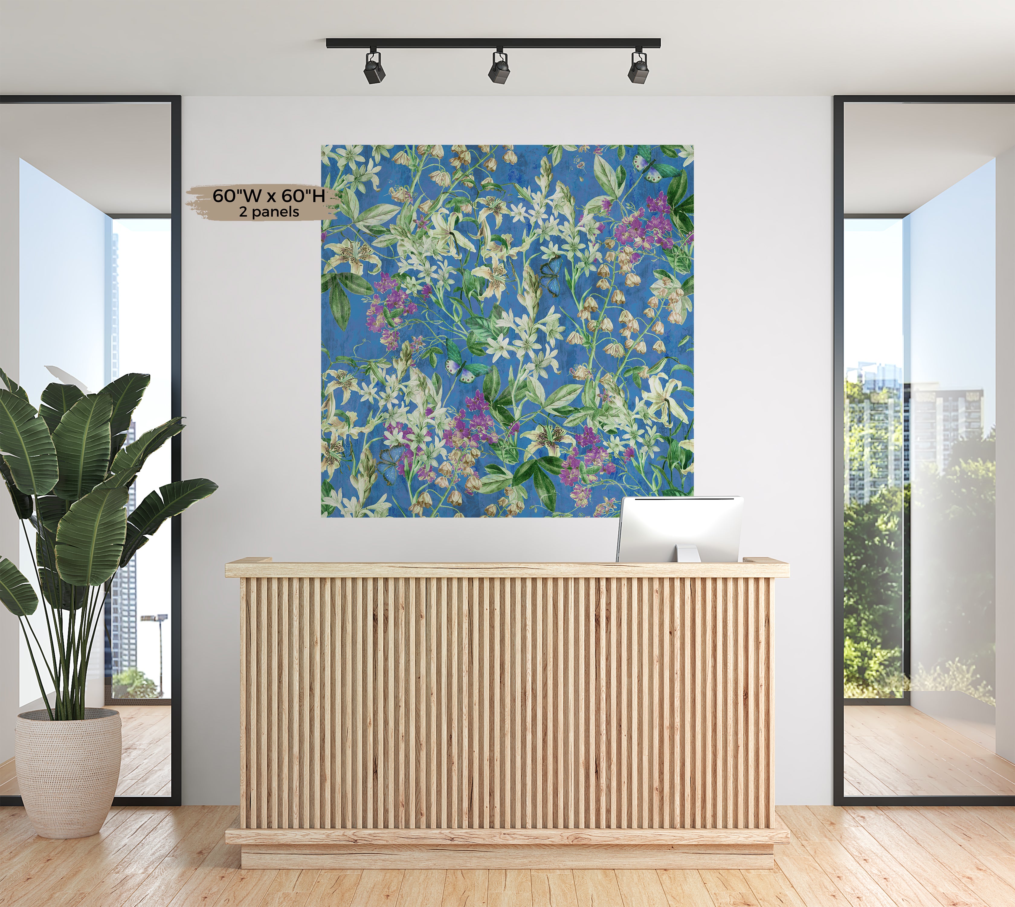 Peel & Stick Wall Mural - Spring Garden Blue 60"Wx60"H