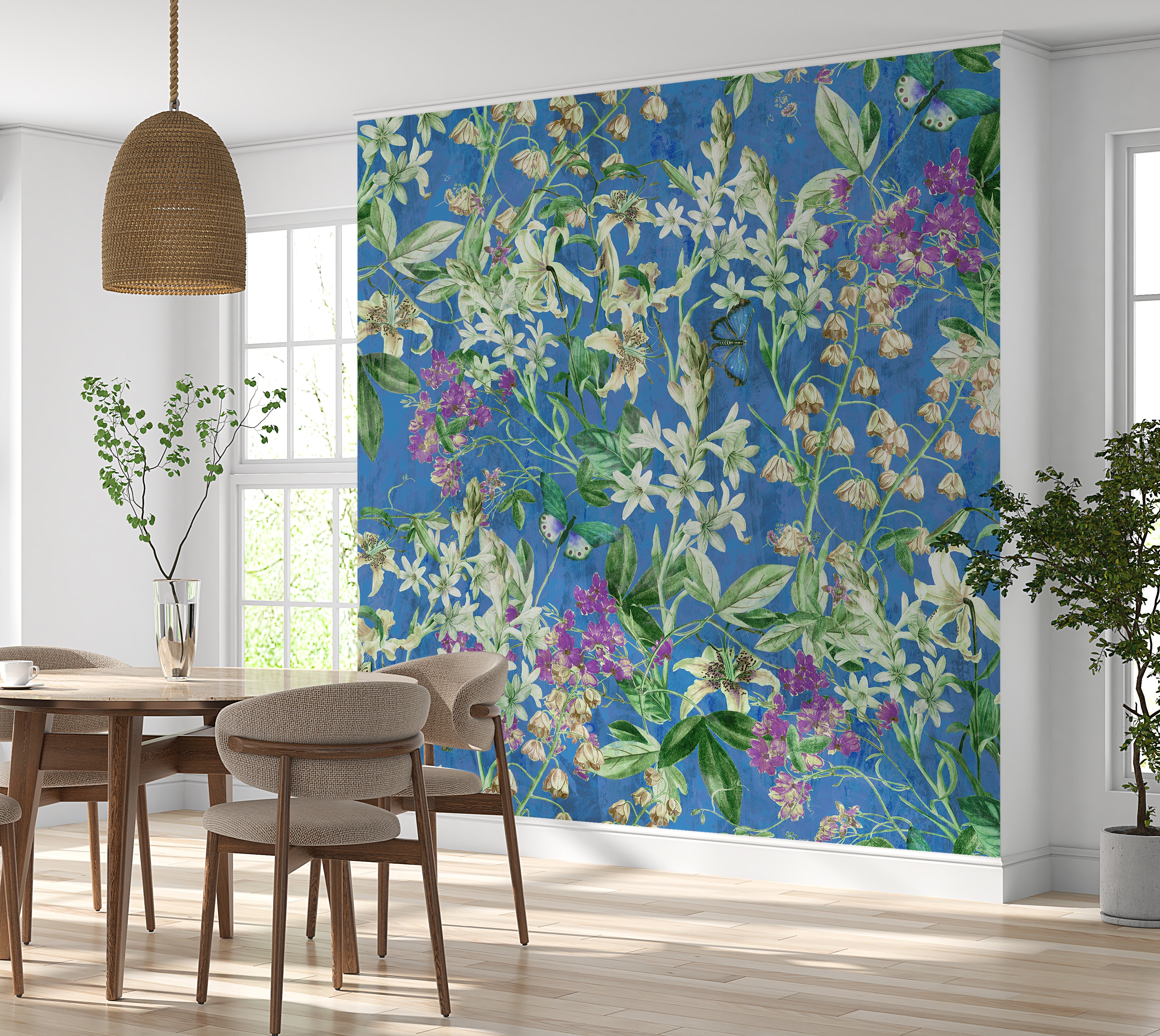 Peel & Stick Wall Mural - Spring Garden Blue 60"Wx60"H