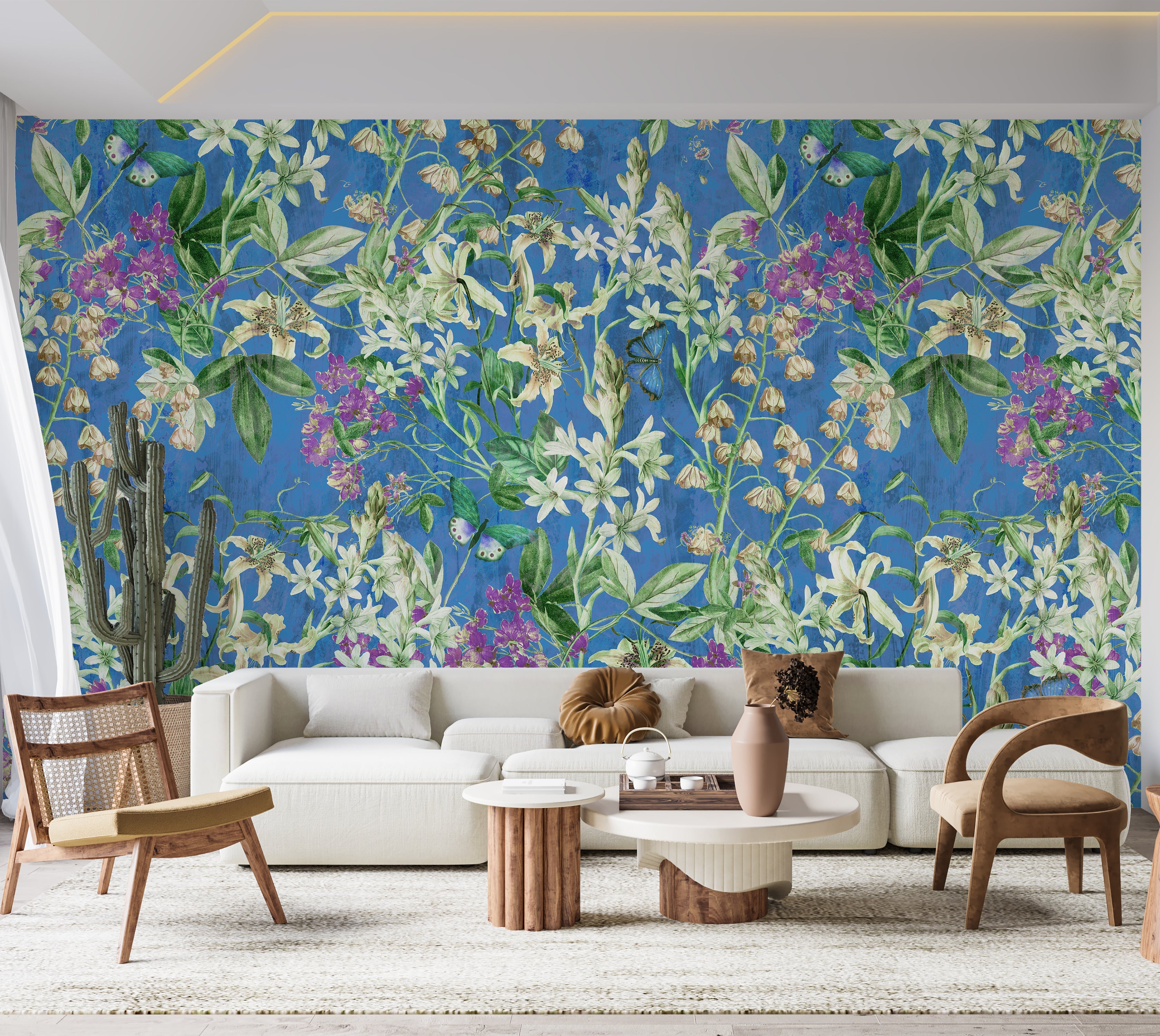 Premium Wallpaper Wall Mural - Spring Garden Blue