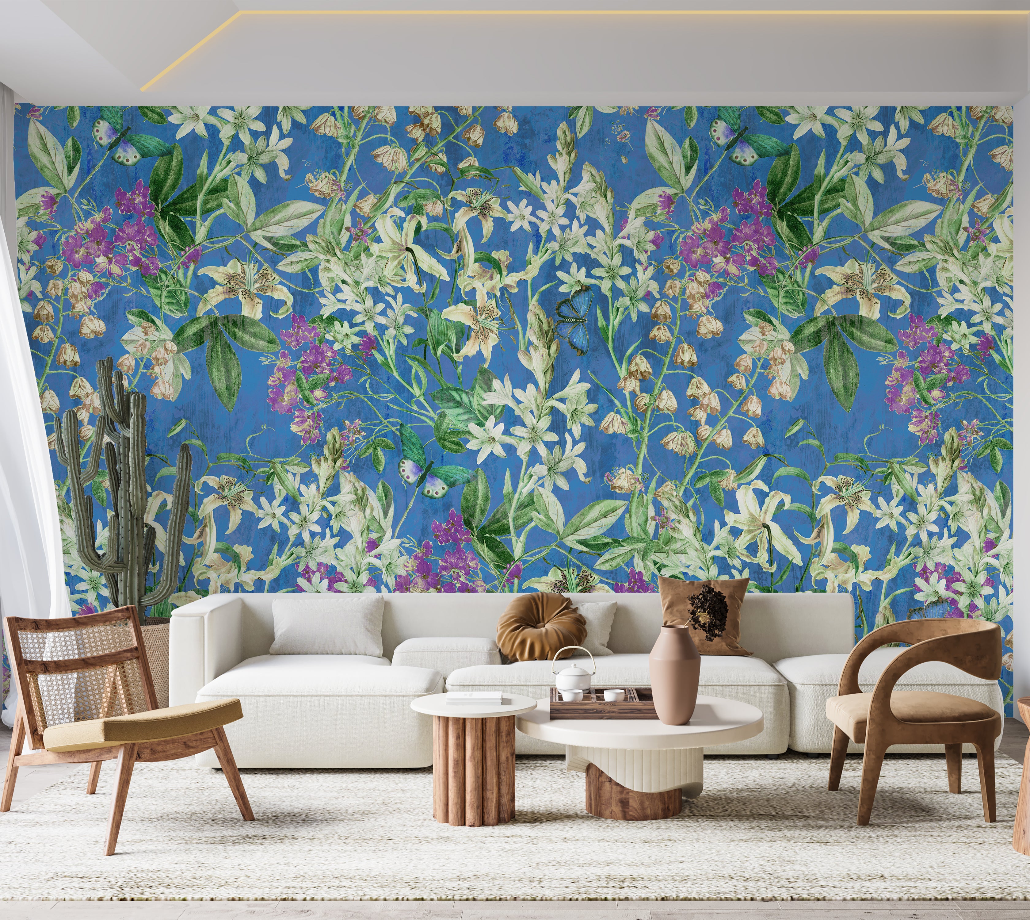 Peel & Stick Wall Mural - Spring Garden Blue 60"Wx60"H