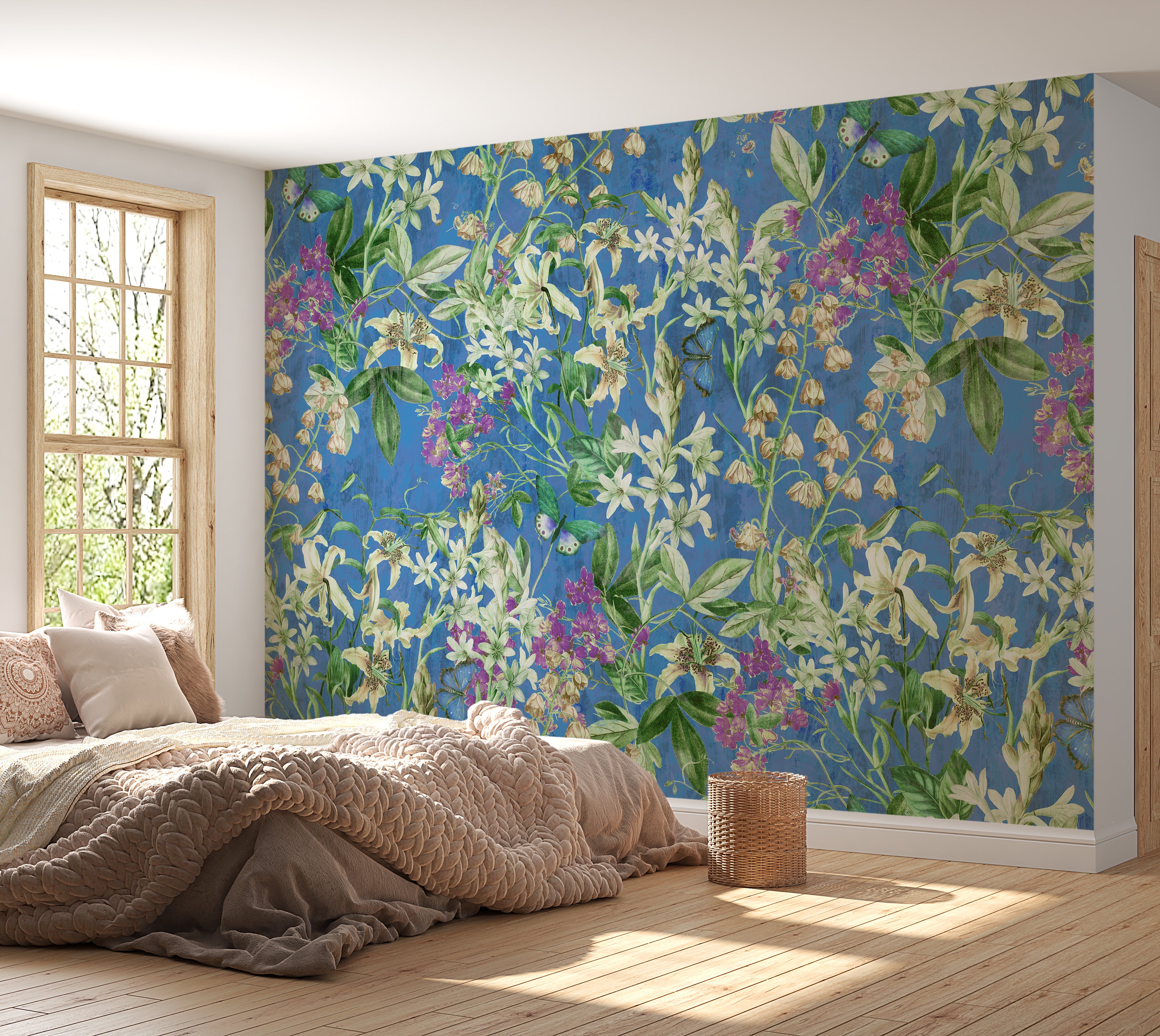 Peel & Stick Wall Mural - Spring Garden Blue 60"Wx60"H