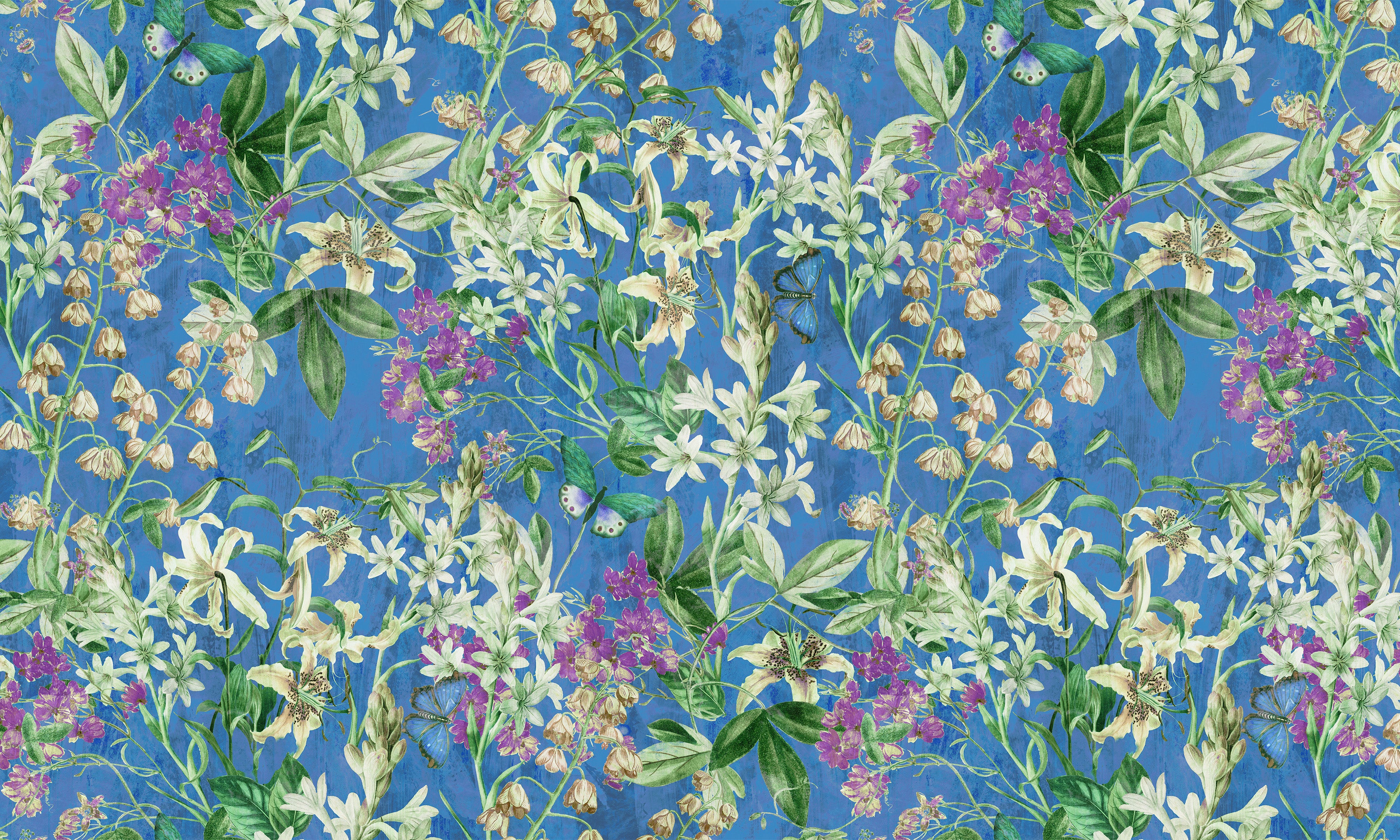 Peel & Stick Botanical Wall Mural - Spring Garden Blue