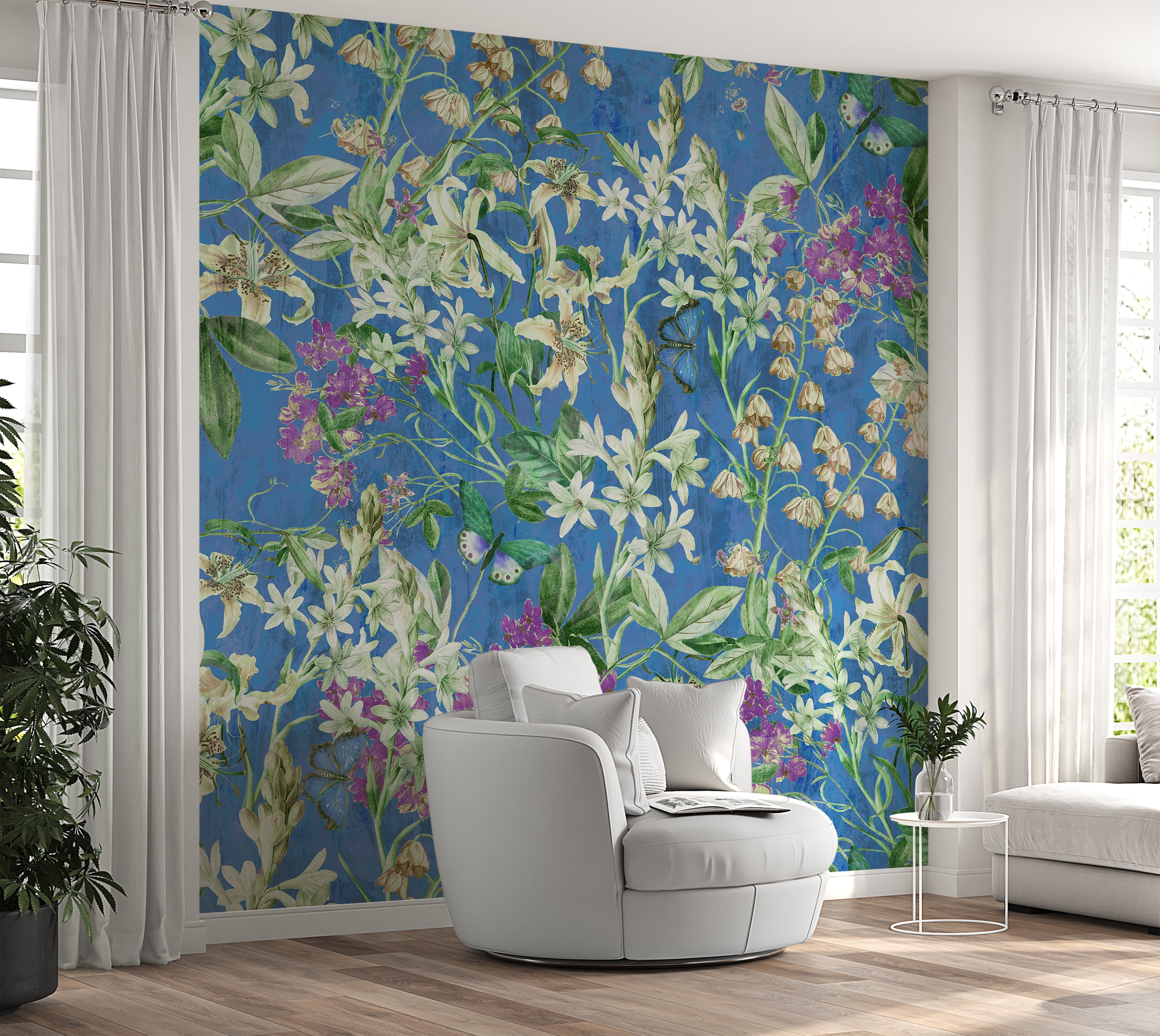 Peel & Stick Wall Mural - Spring Garden Blue 60"Wx60"H