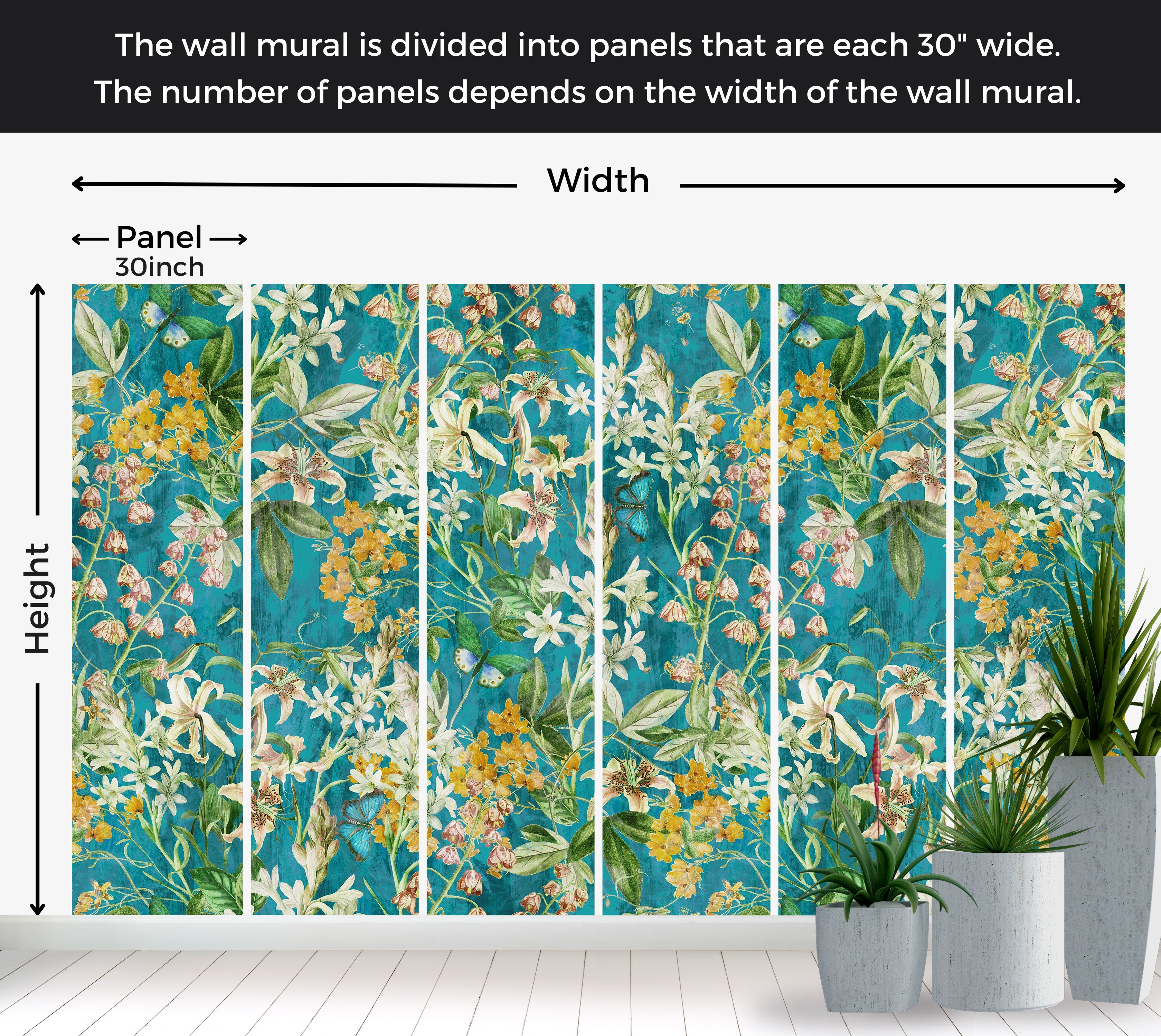 Premium Wallpaper Wall Mural - Spring Garden  Aqua Blue