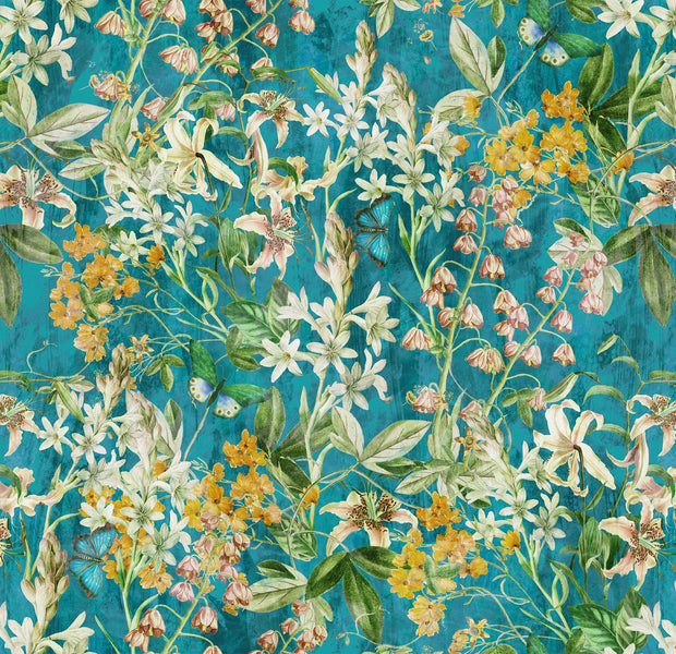 Premium Wallpaper Wall Mural - Spring Garden Aqua Blue-Tiptophomedecor