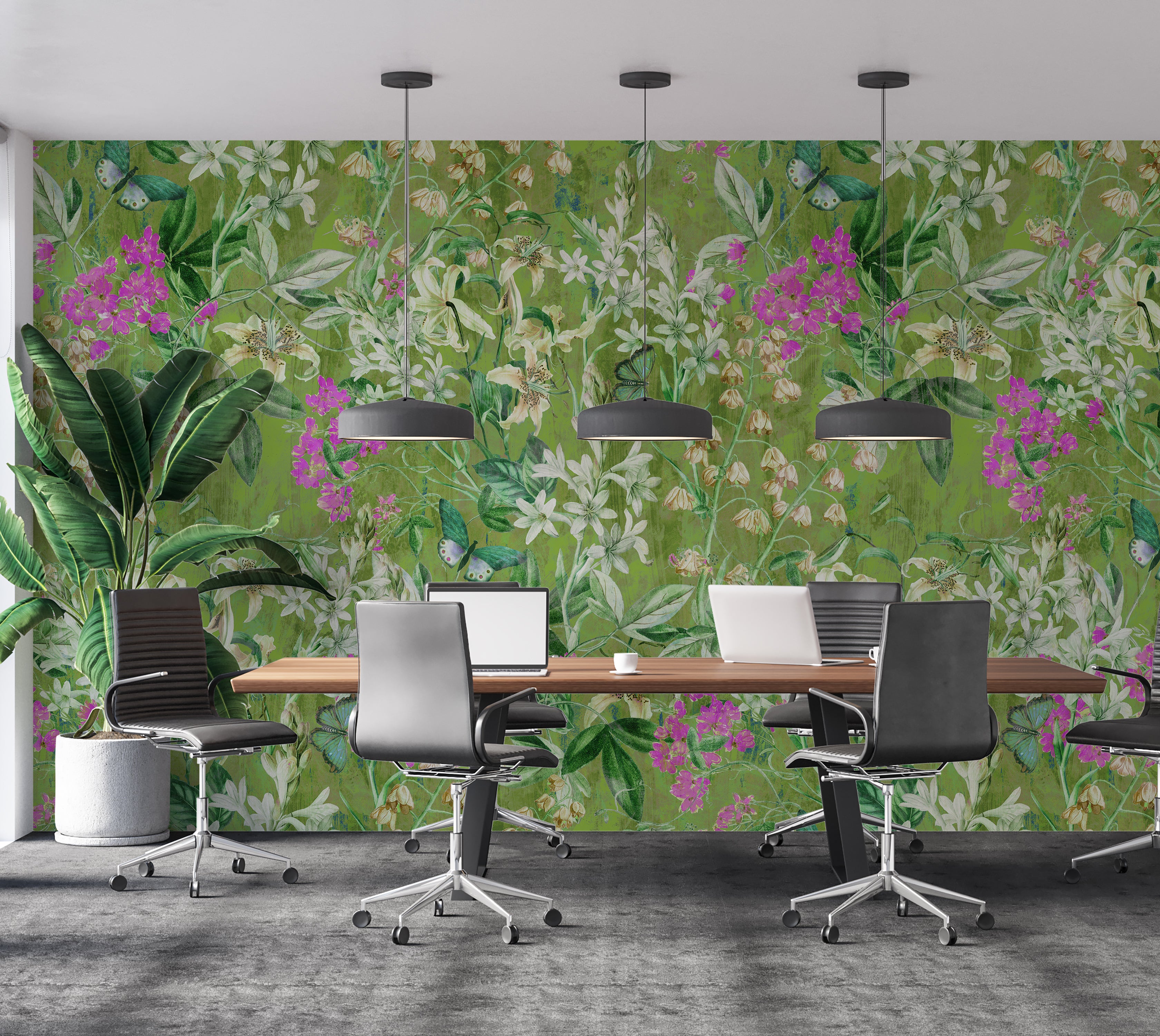 Peel & Stick Wall Mural - Spring Garden  Green 60"Wx60"H