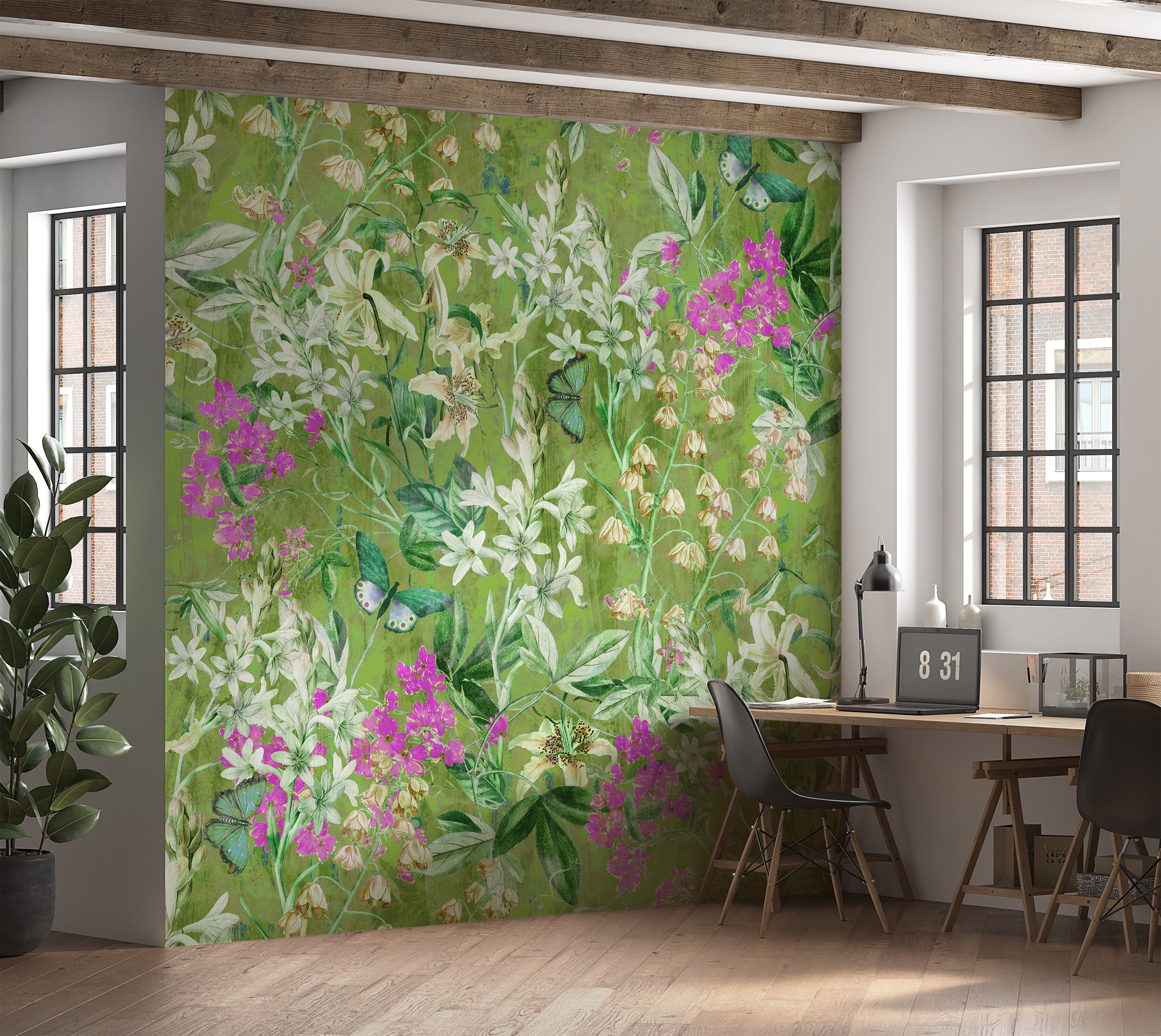 Peel & Stick Wall Mural - Spring Garden  Green 60"Wx60"H