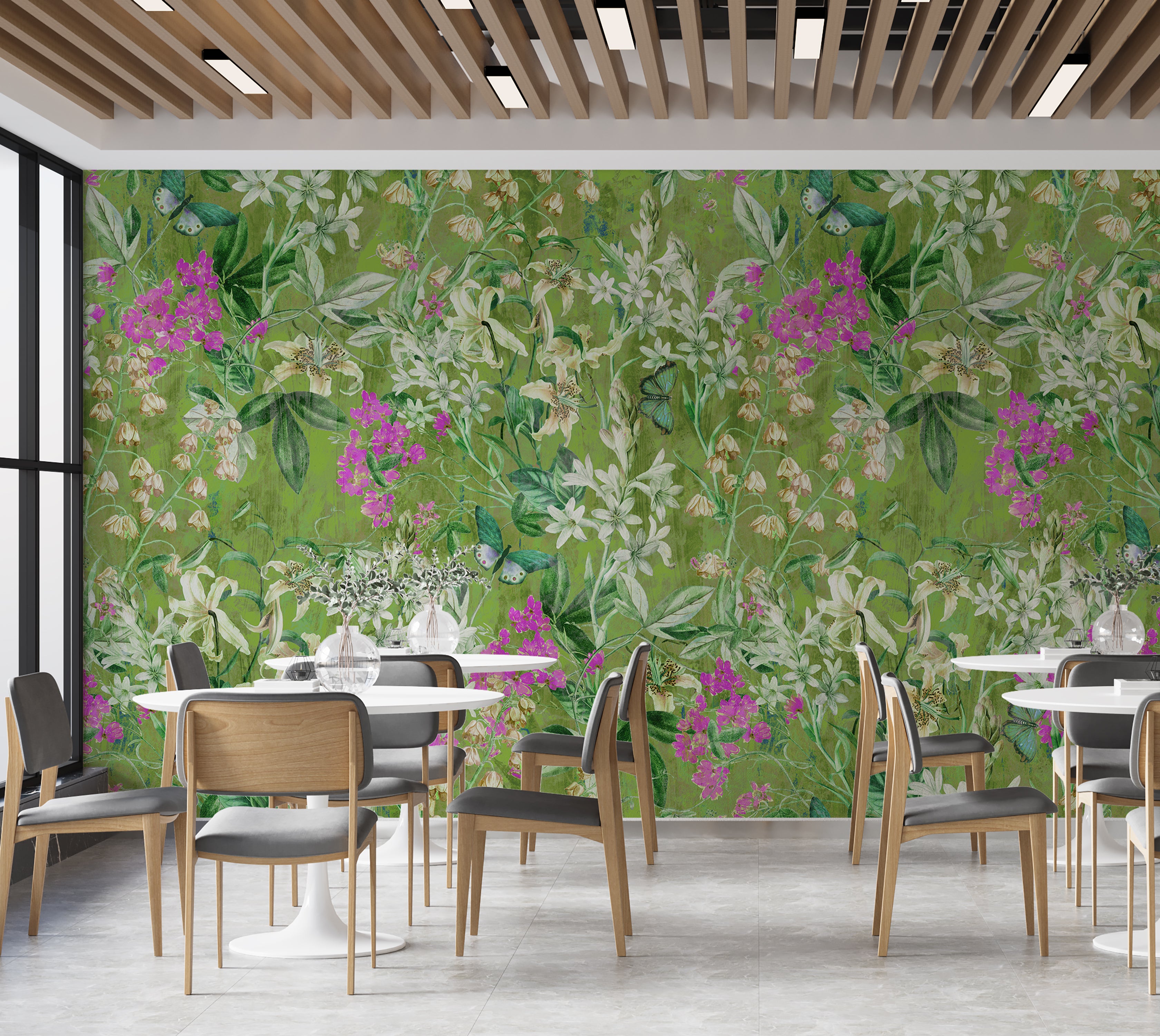 Peel & Stick Wall Mural - Spring Garden  Green 60"Wx60"H