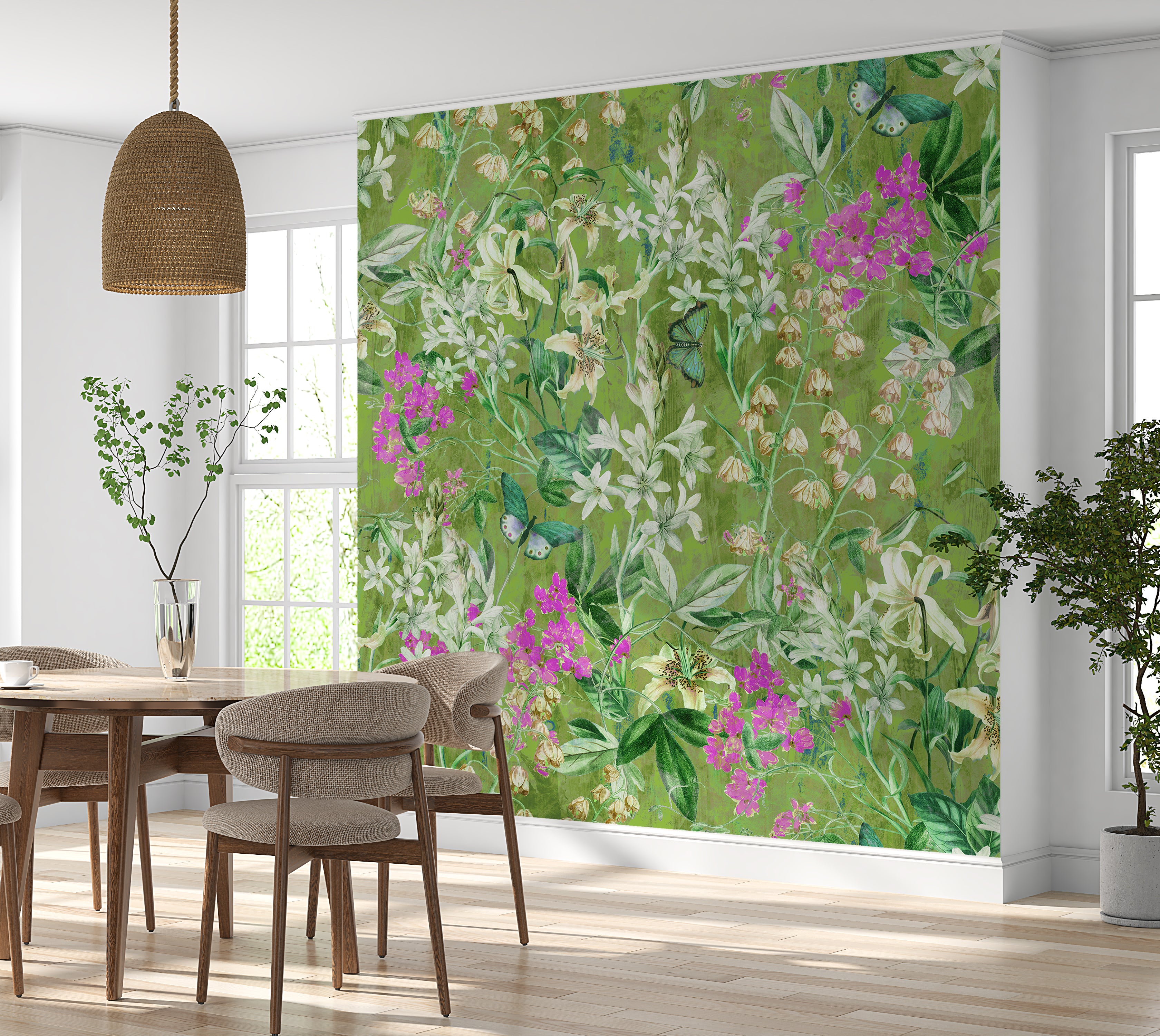 Peel & Stick Wall Mural - Spring Garden  Green 60"Wx60"H