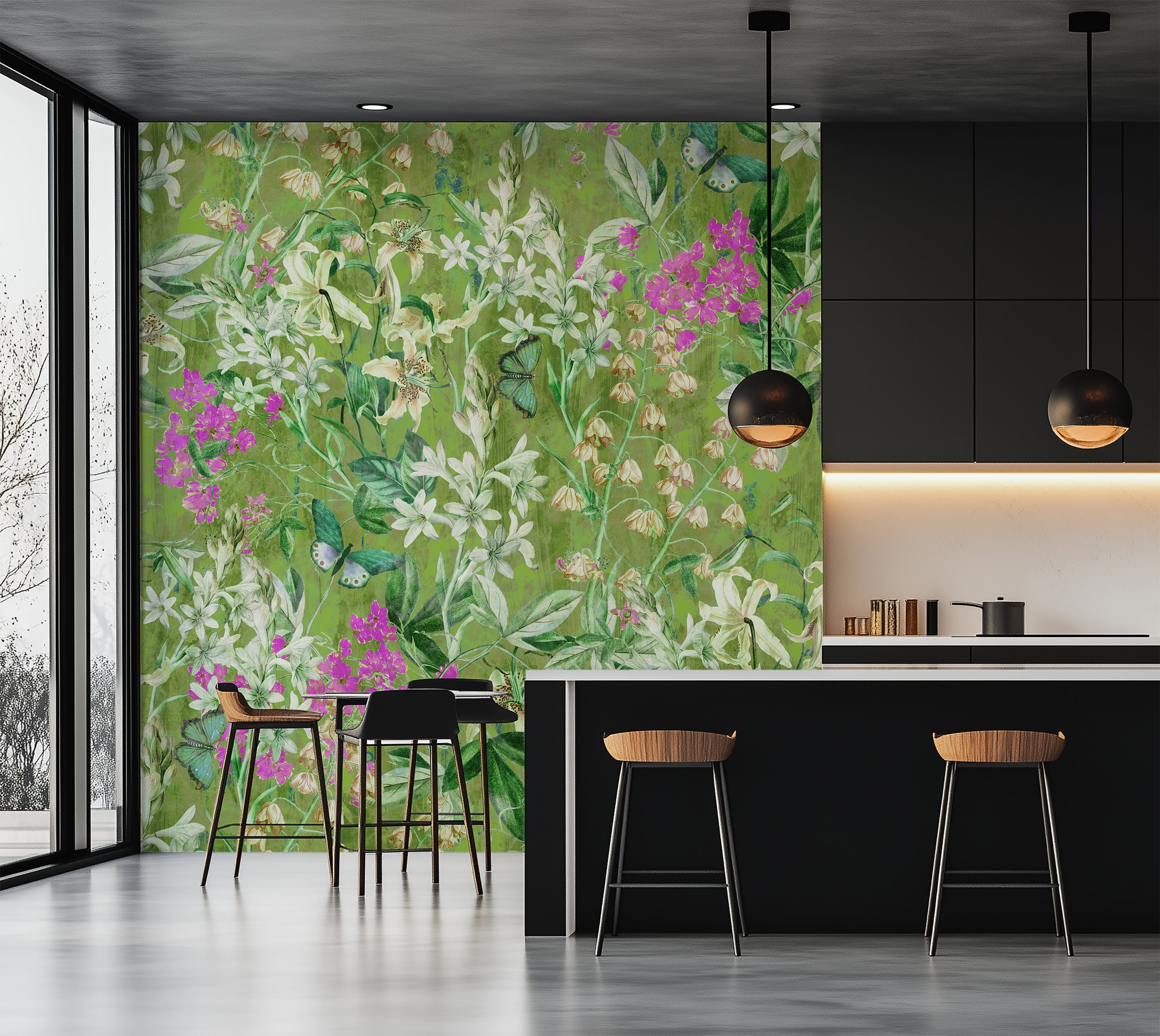 Peel & Stick Wall Mural - Spring Garden  Green 60"Wx60"H