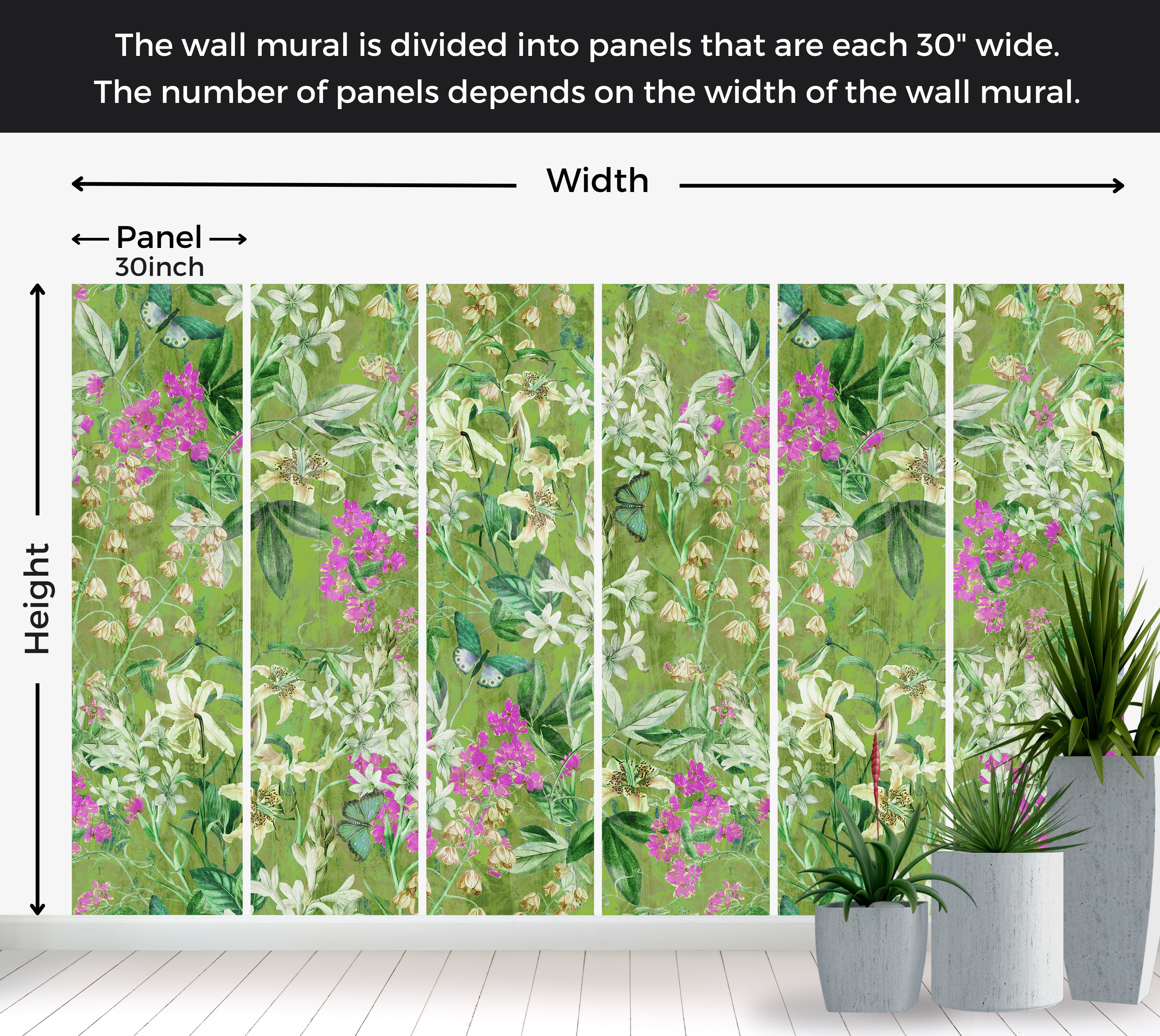 Peel & Stick Wall Mural - Spring Garden  Green 60"Wx60"H