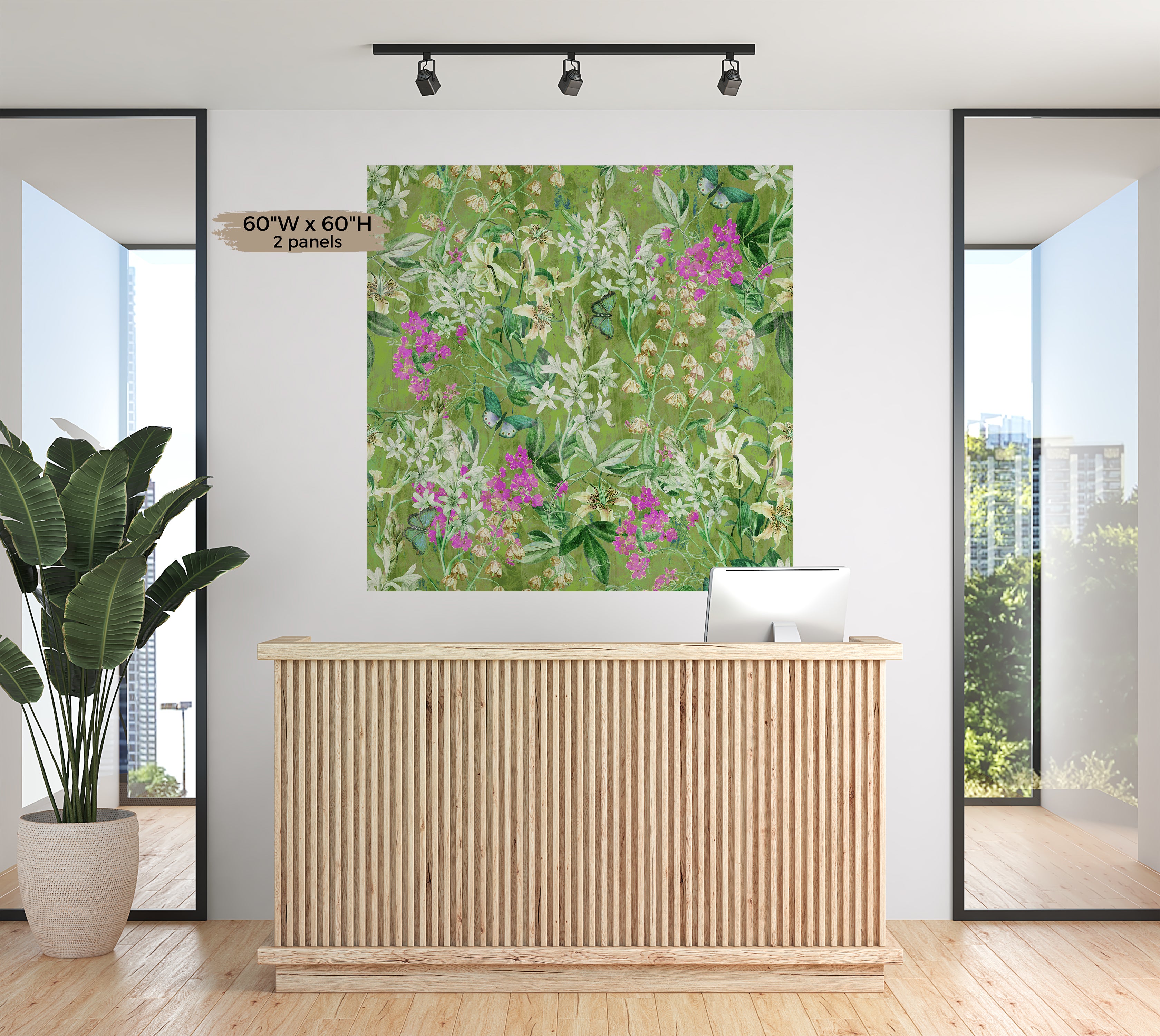 Peel & Stick Wall Mural - Spring Garden  Green 60"Wx60"H