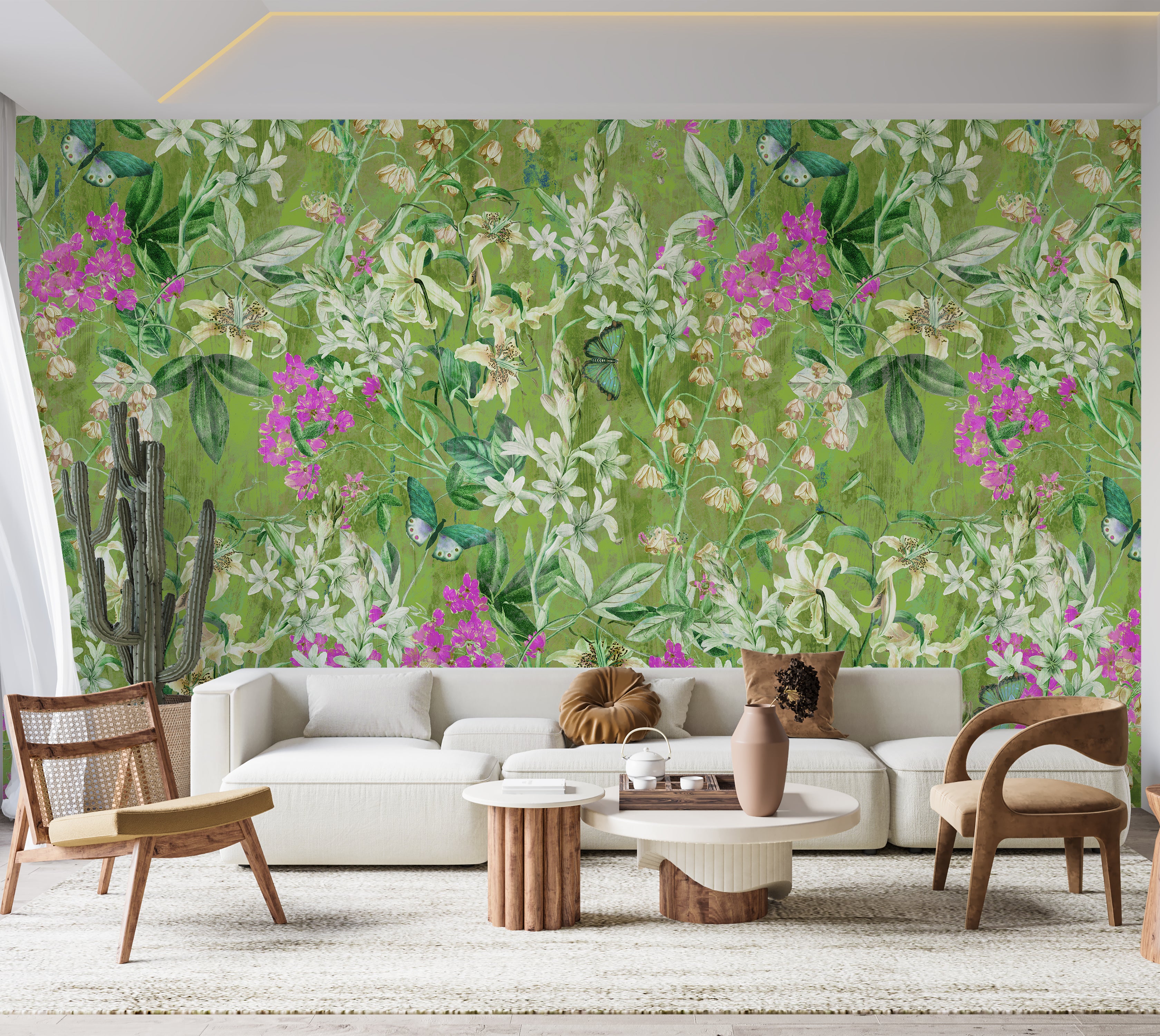 Peel & Stick Wall Mural - Spring Garden  Green 60"Wx60"H