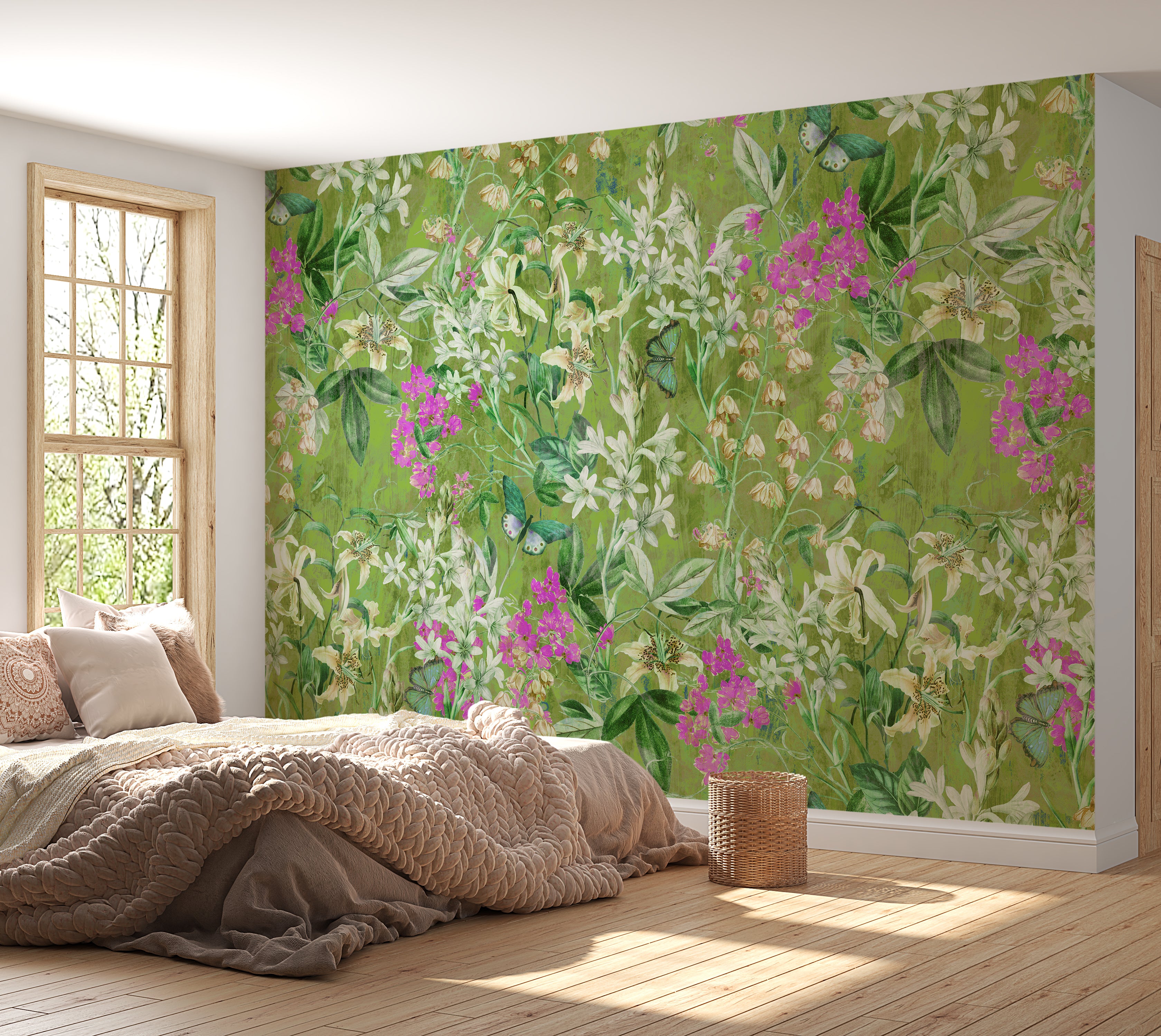 Peel & Stick Wall Mural - Spring Garden  Green 60"Wx60"H