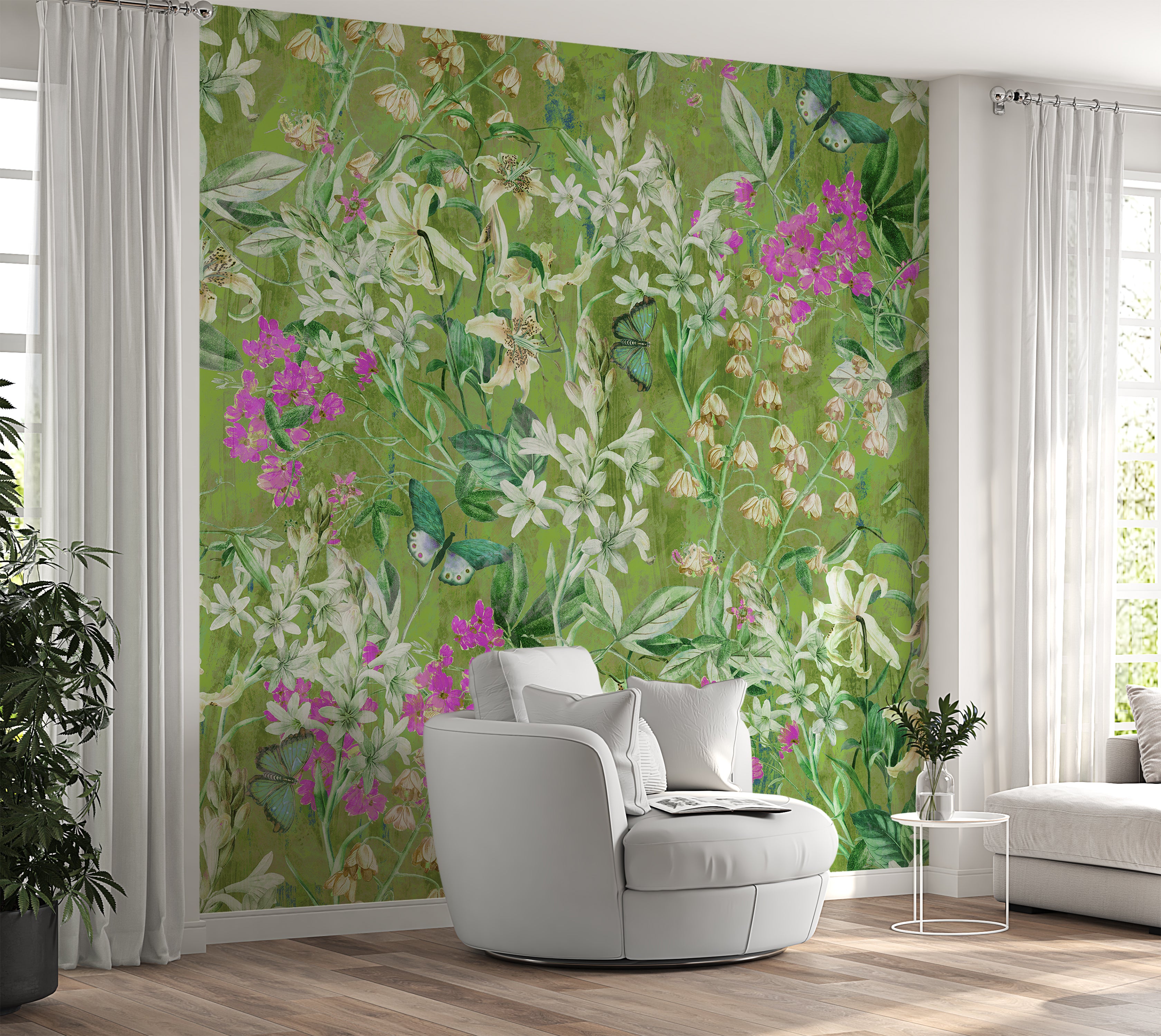 Peel & Stick Wall Mural - Spring Garden  Green 60"Wx60"H