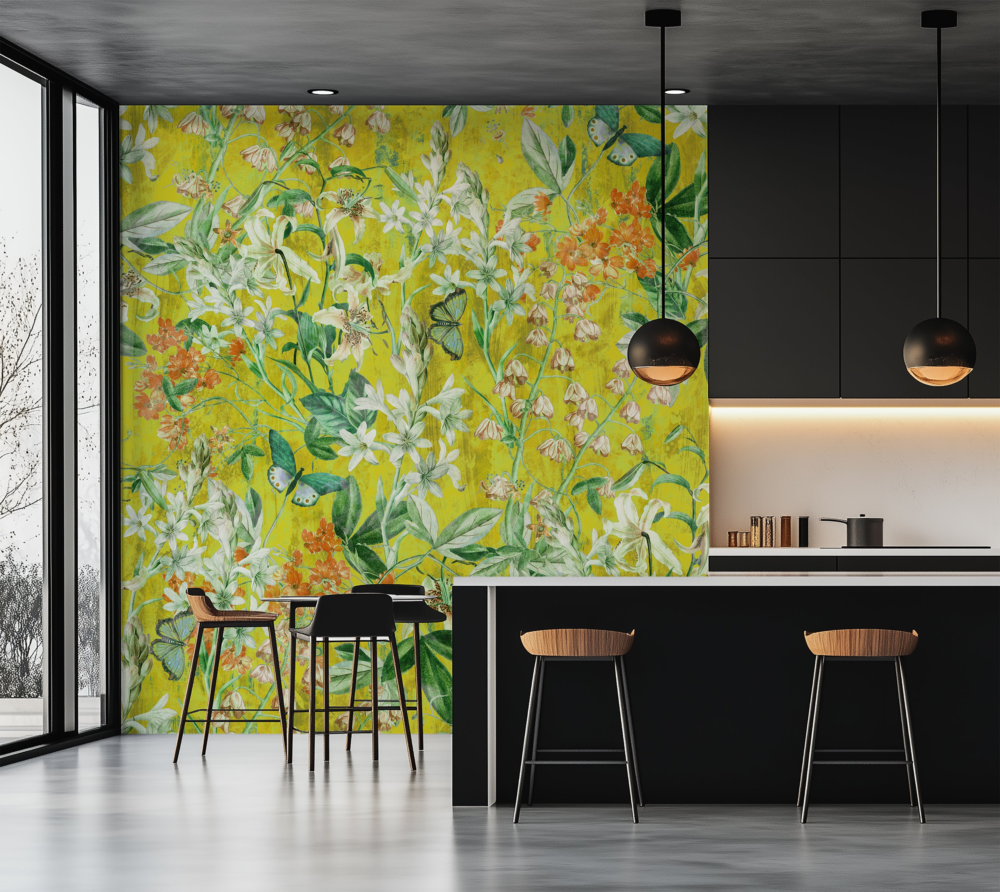 Peel & Stick Wall Mural - Spring Garden  Lemon 60"Wx60"H