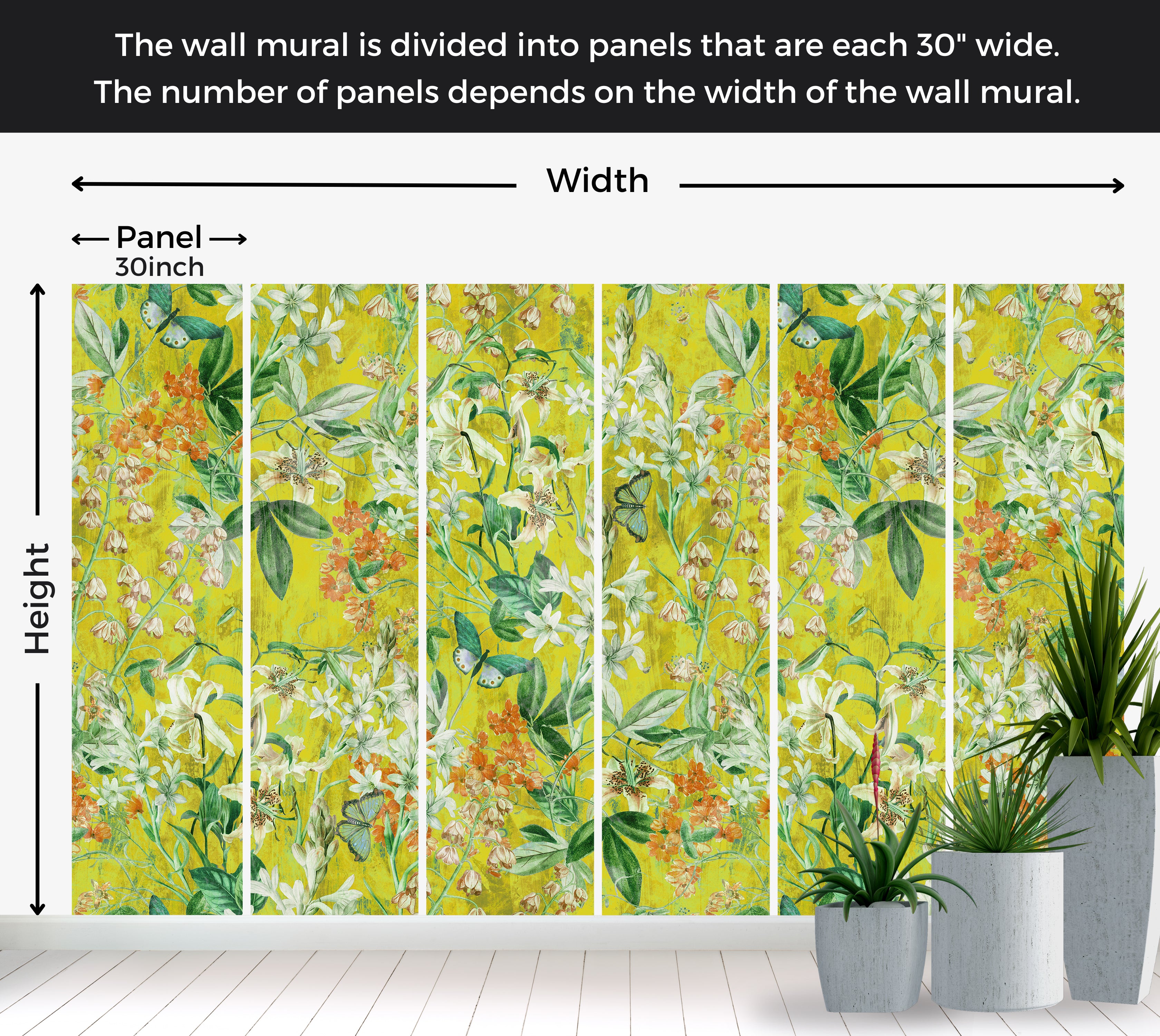 Peel & Stick Wall Mural - Spring Garden  Lemon 60"Wx60"H