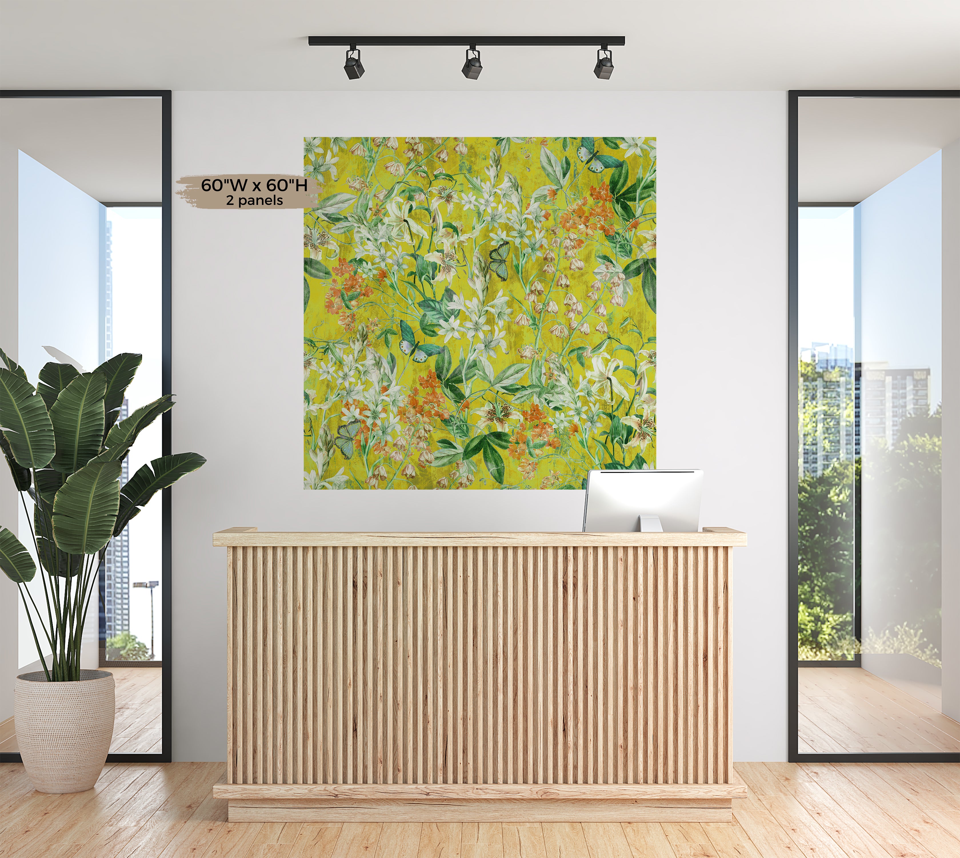 Peel & Stick Wall Mural - Spring Garden  Lemon 60"Wx60"H