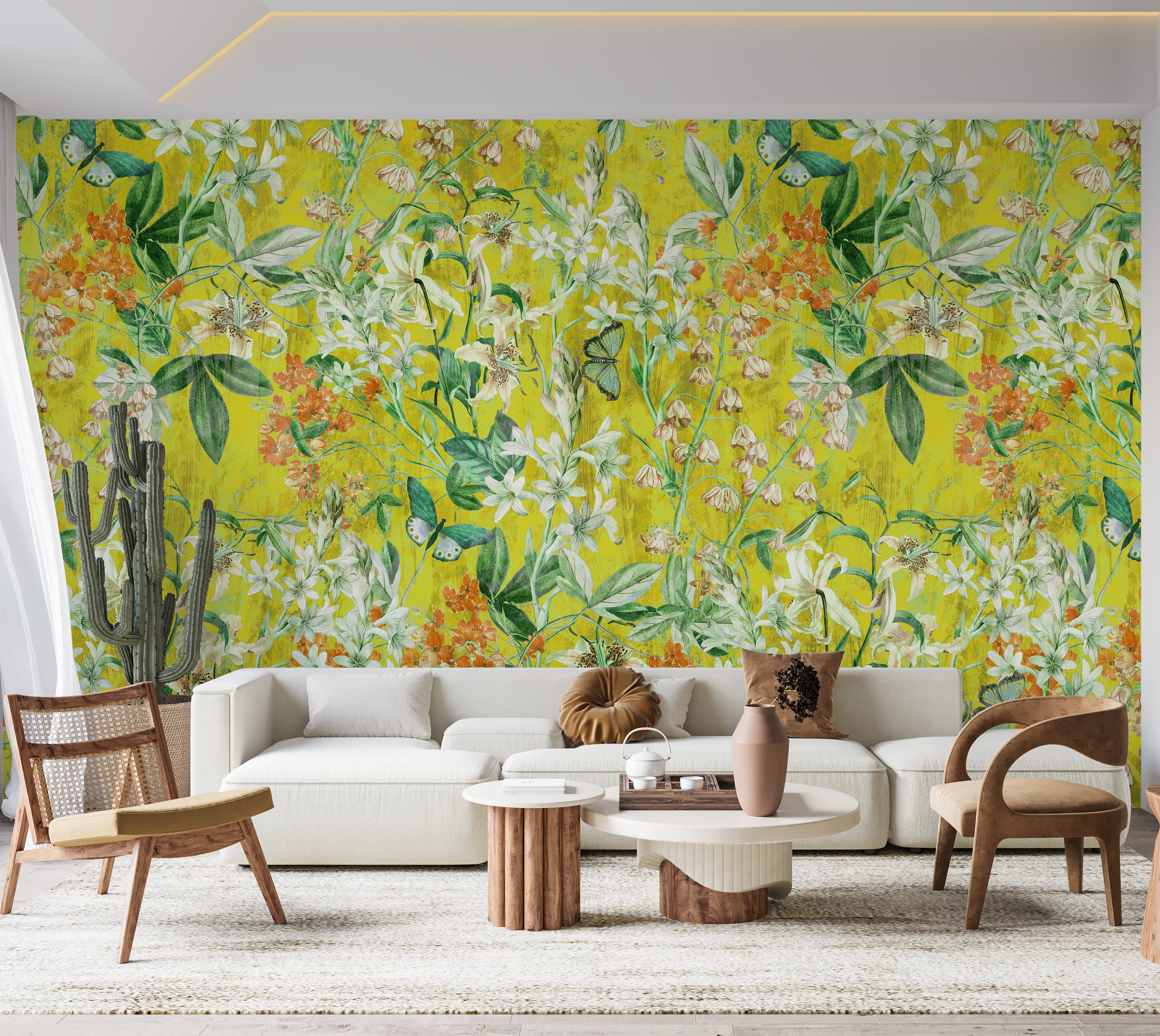 Peel & Stick Wall Mural - Spring Garden  Lemon 60"Wx60"H