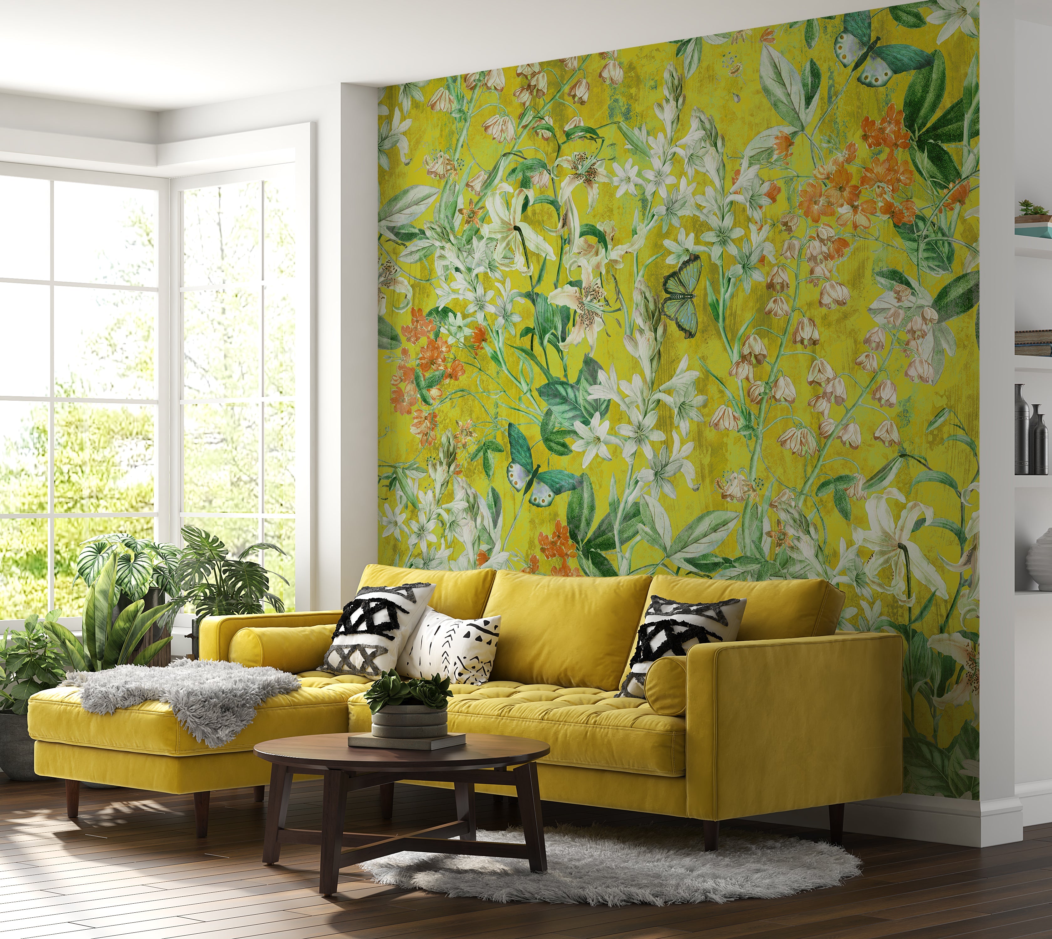 Premium Wallpaper Wall Mural - Spring Garden Lemon-Tiptophomedecor