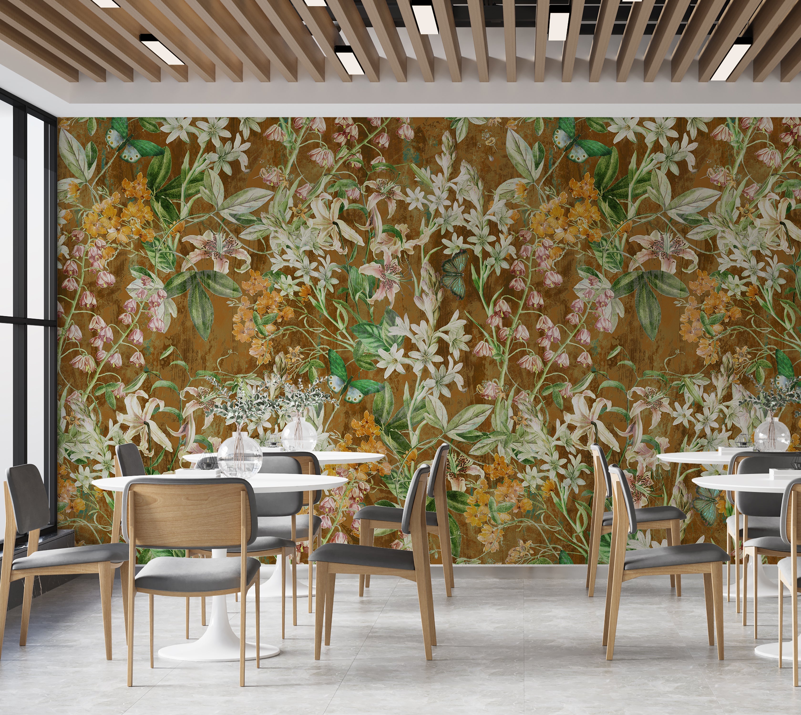 Premium Wallpaper Wall Mural - Spring Garden Brown