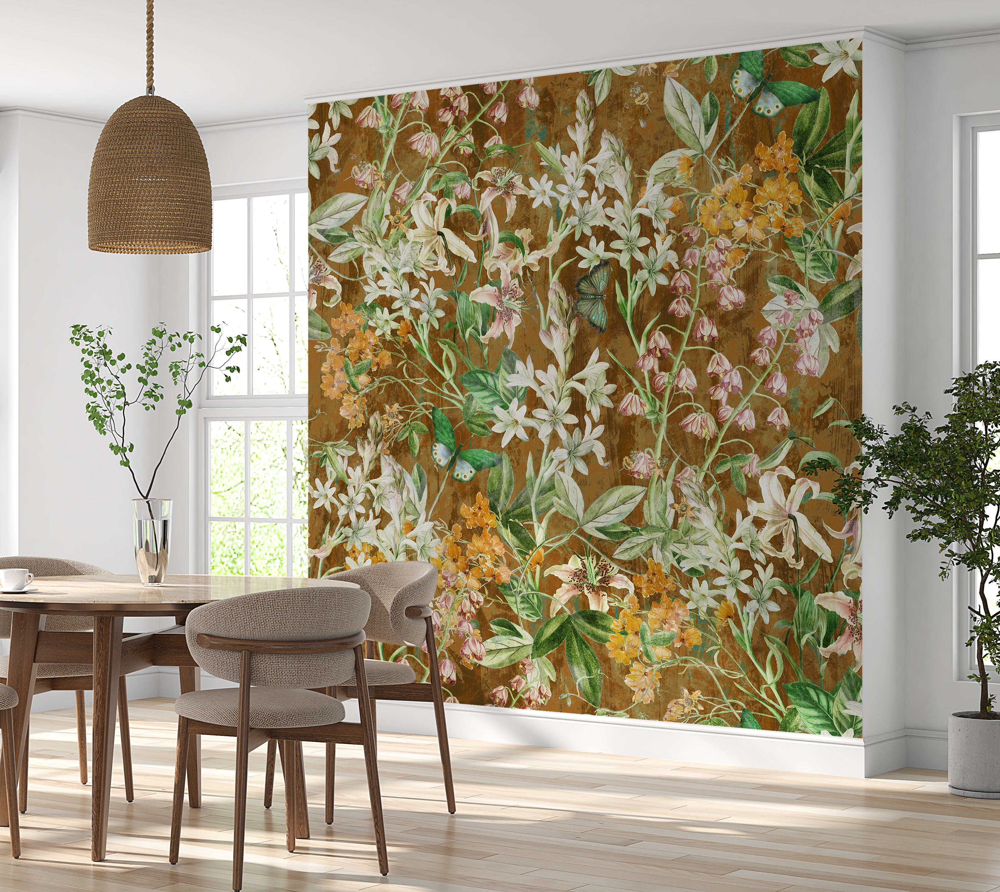 Peel & Stick Wall Mural - Spring Garden Brown 60"Wx60"H