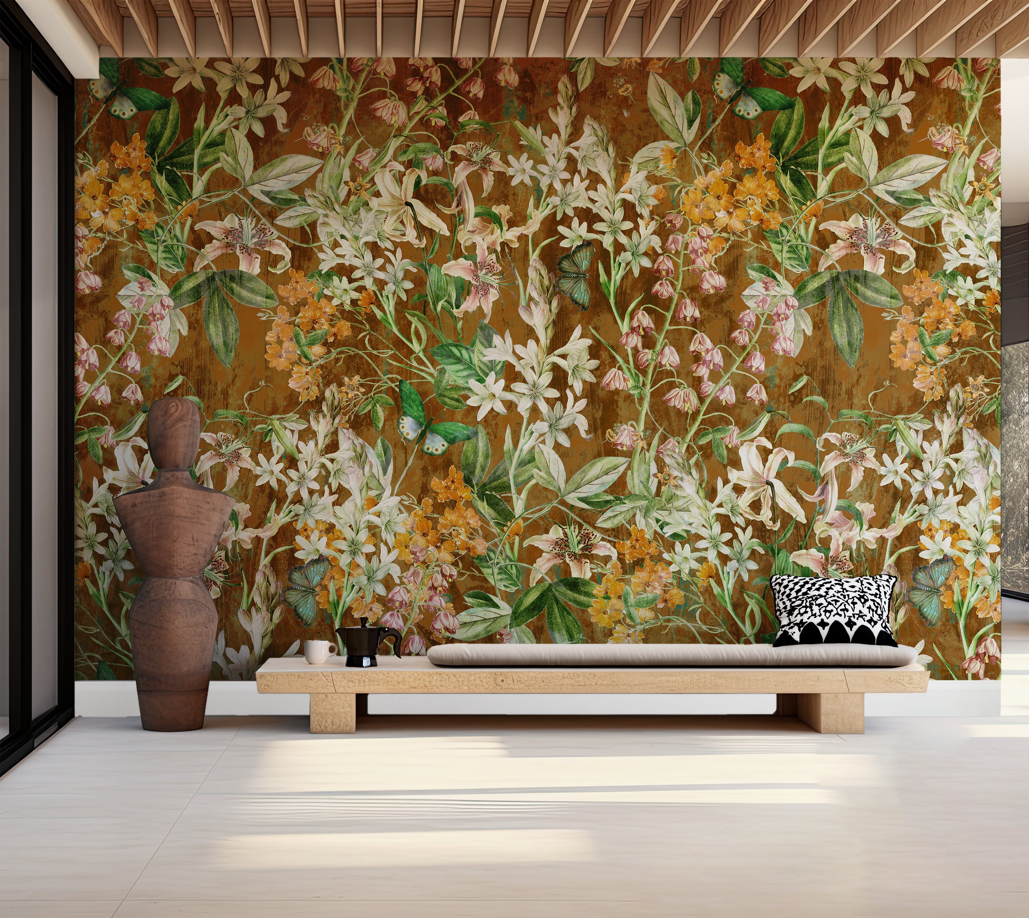 Premium Wallpaper Wall Mural - Spring Garden Brown