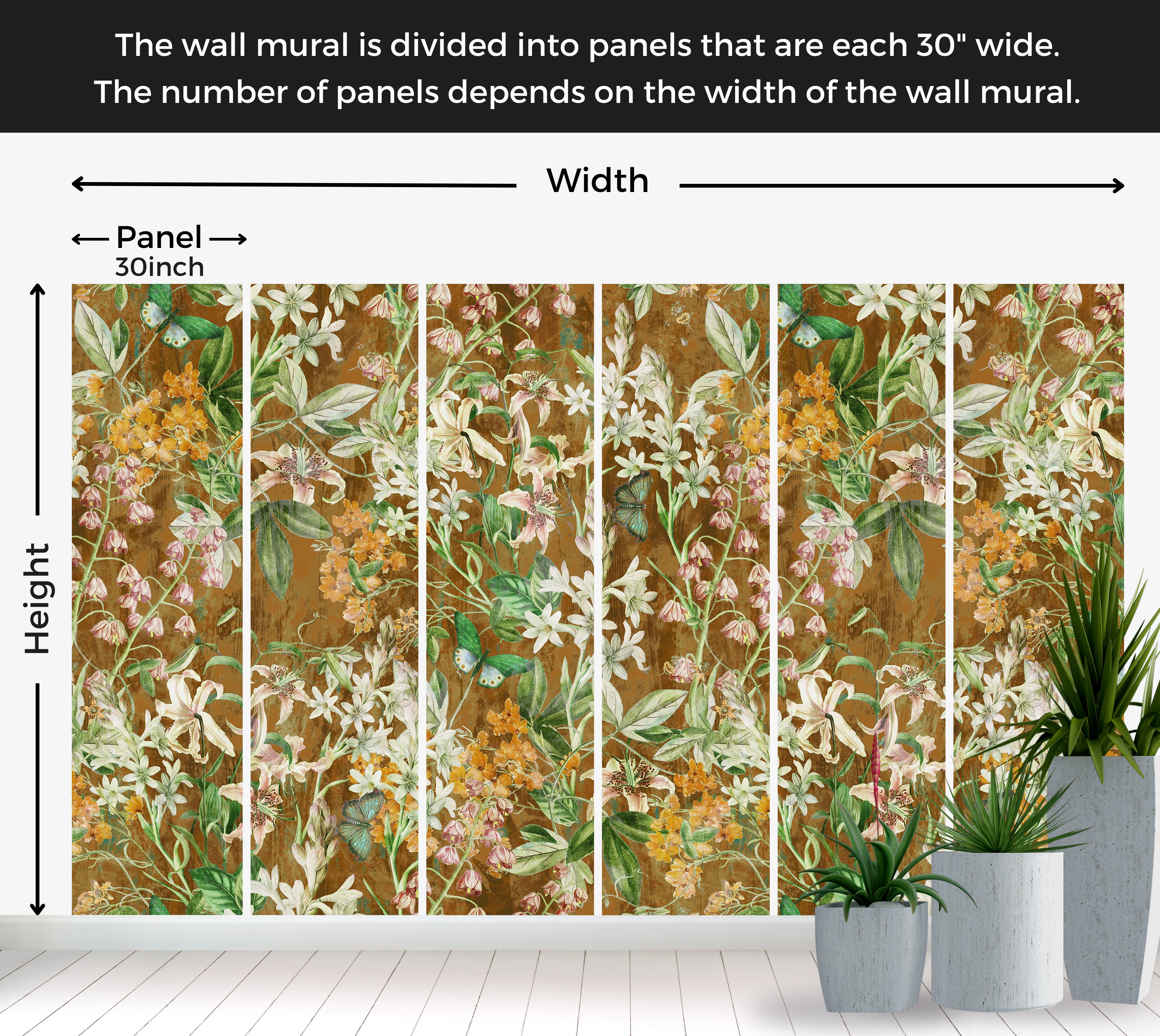 Peel & Stick Wall Mural - Spring Garden Brown 60"Wx60"H