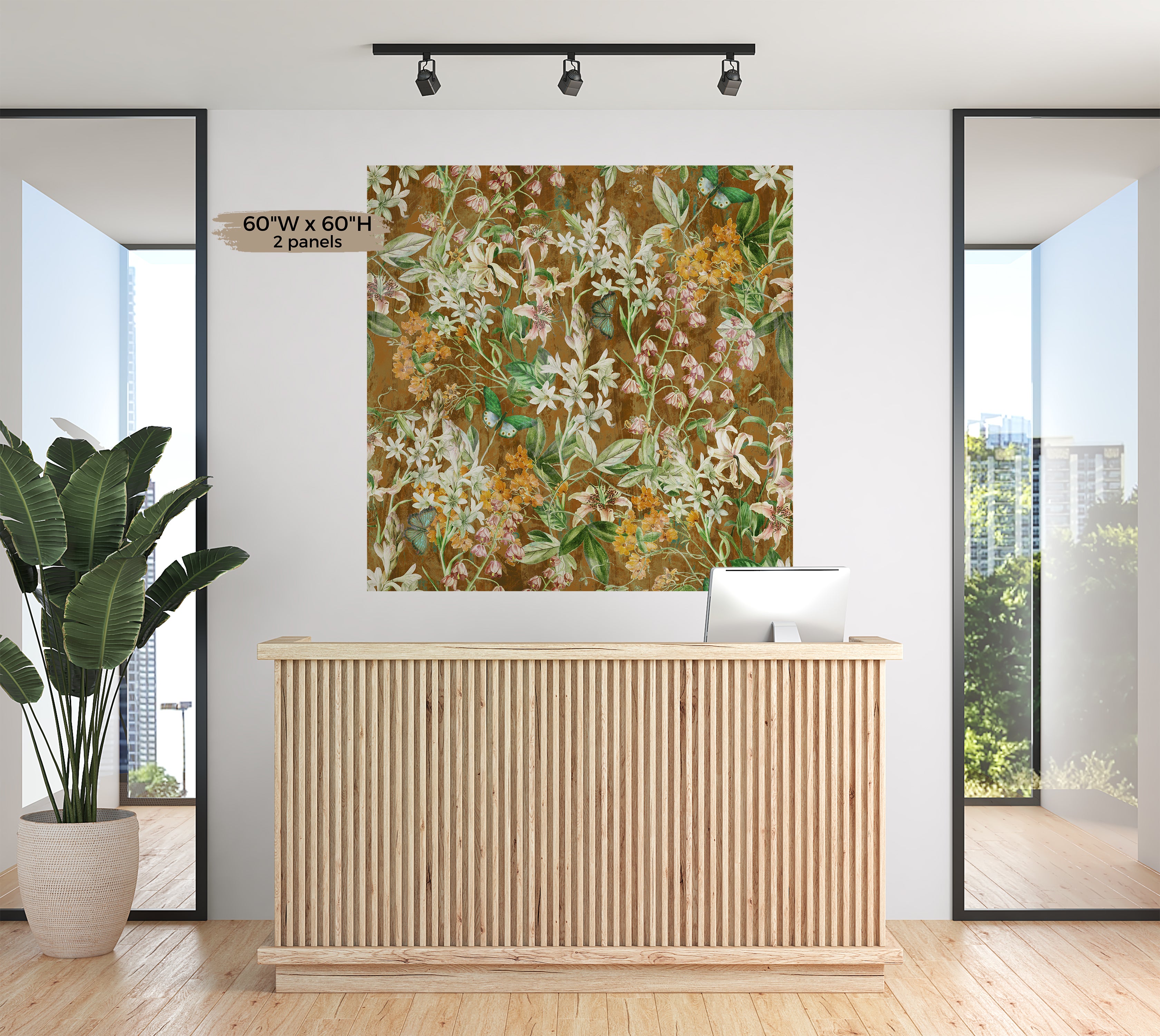 Peel & Stick Wall Mural - Spring Garden Brown 60"Wx60"H