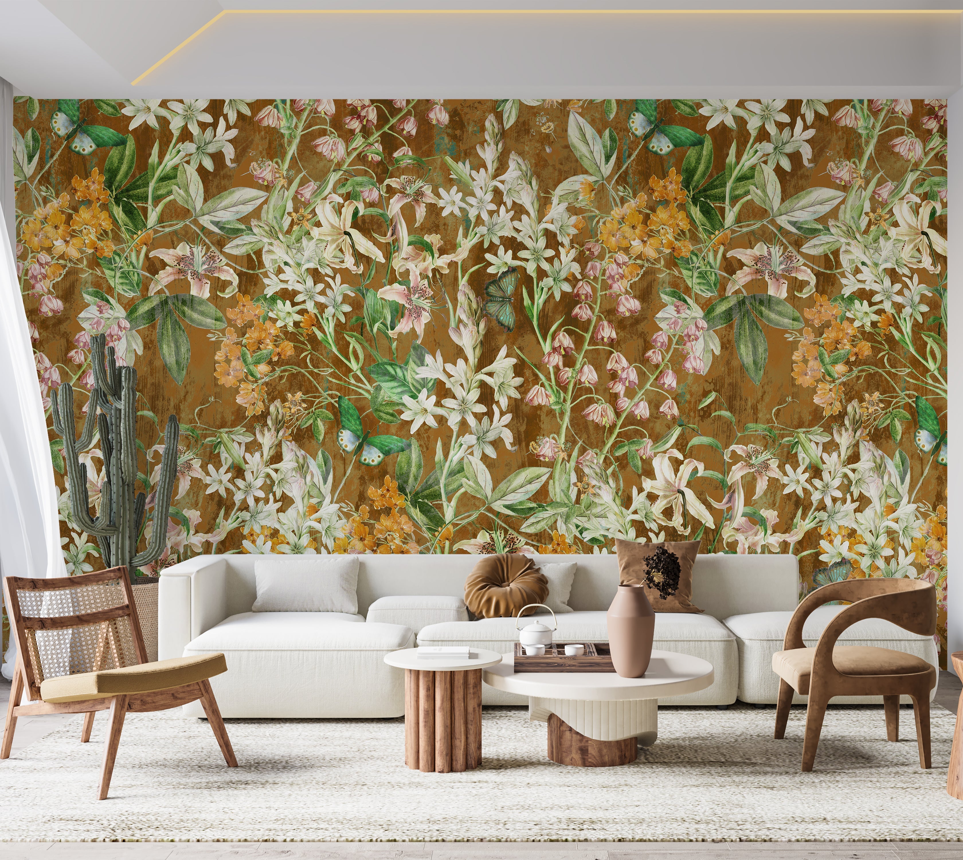 Premium Wallpaper Wall Mural - Spring Garden Brown